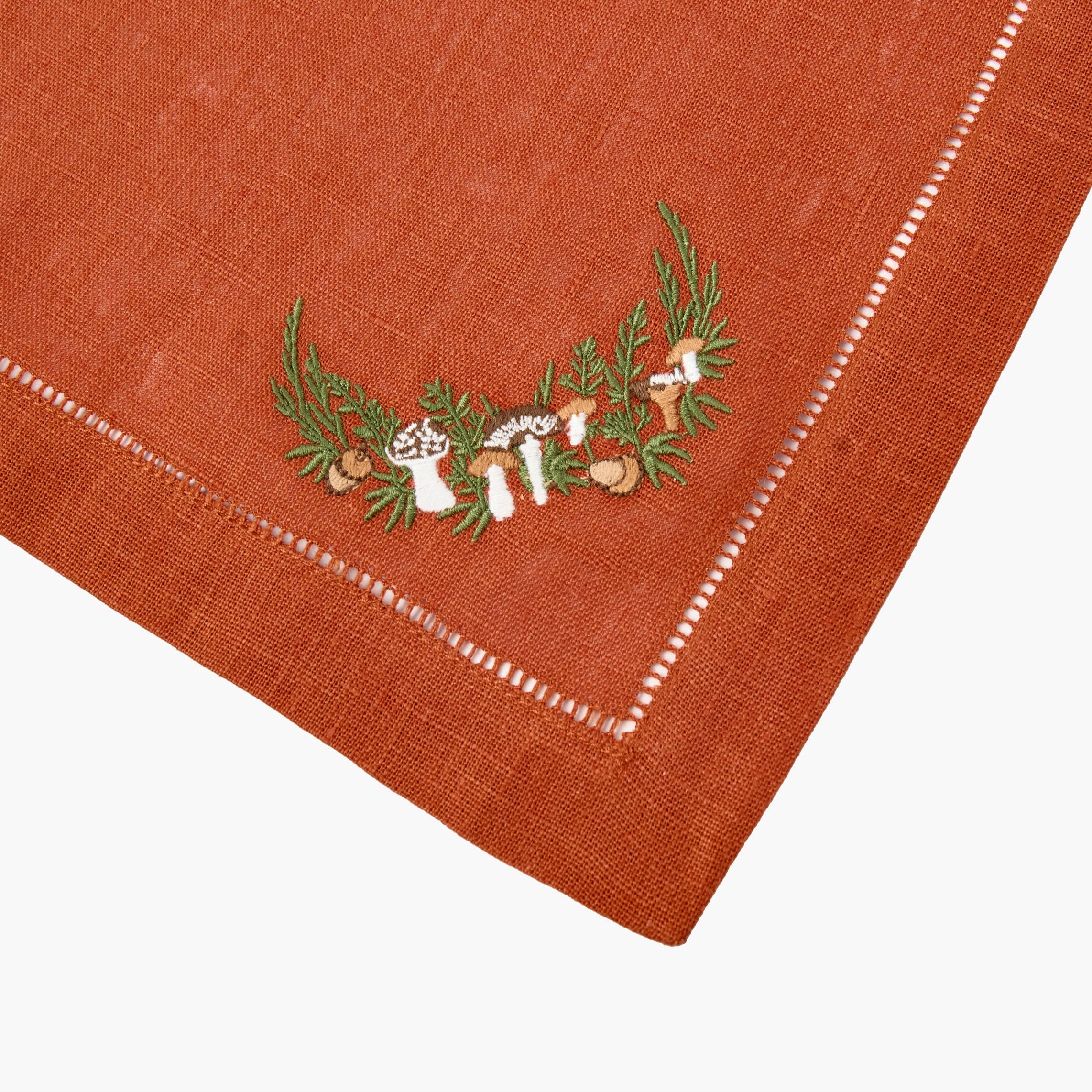 Orange & Green Fleur Placemats & Mushroom Garland Napkins (Set of 8)