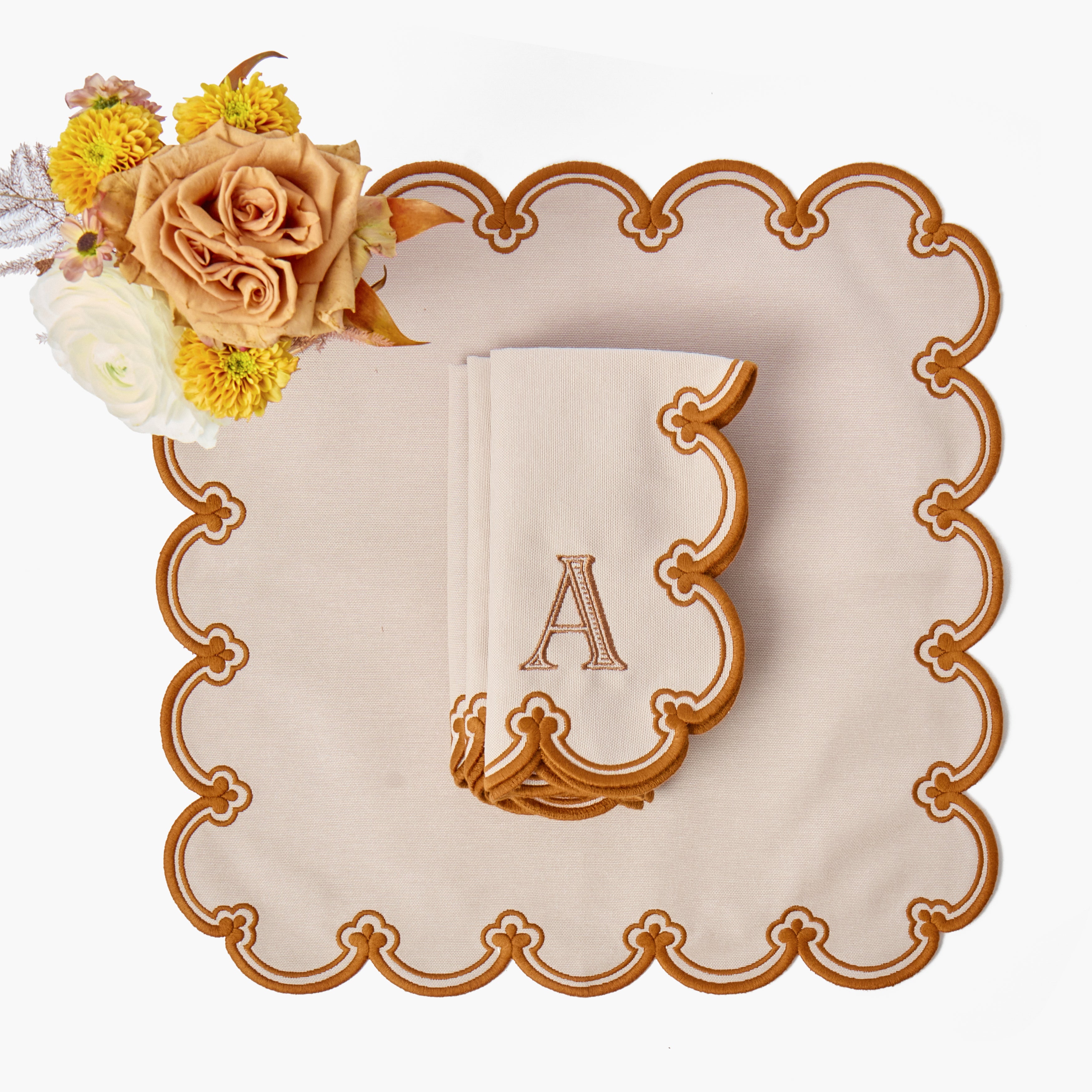 Taupe & Mustard Delilah Napkins (Set of 4)