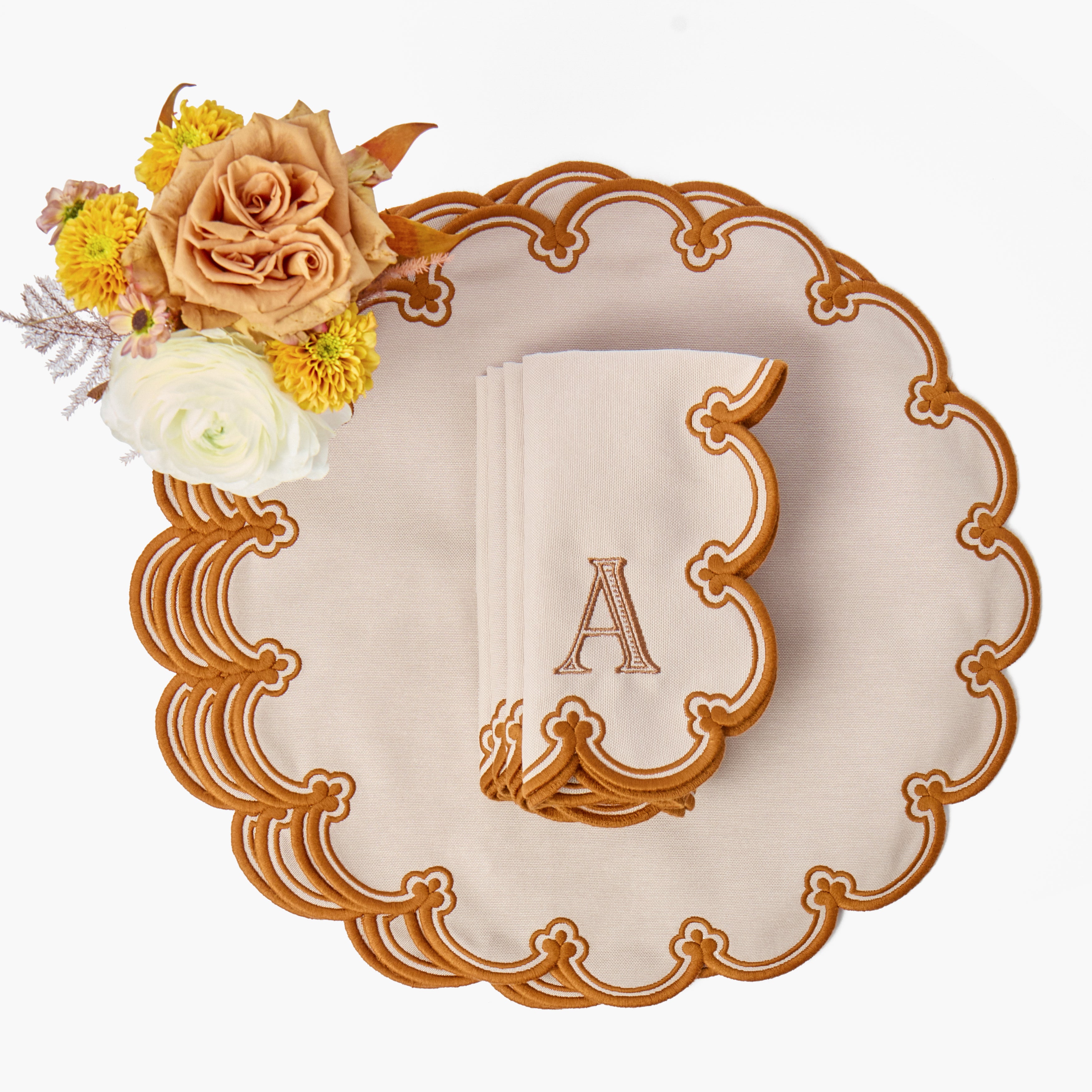 Taupe & Mustard Delilah Placemats (Set of 4)