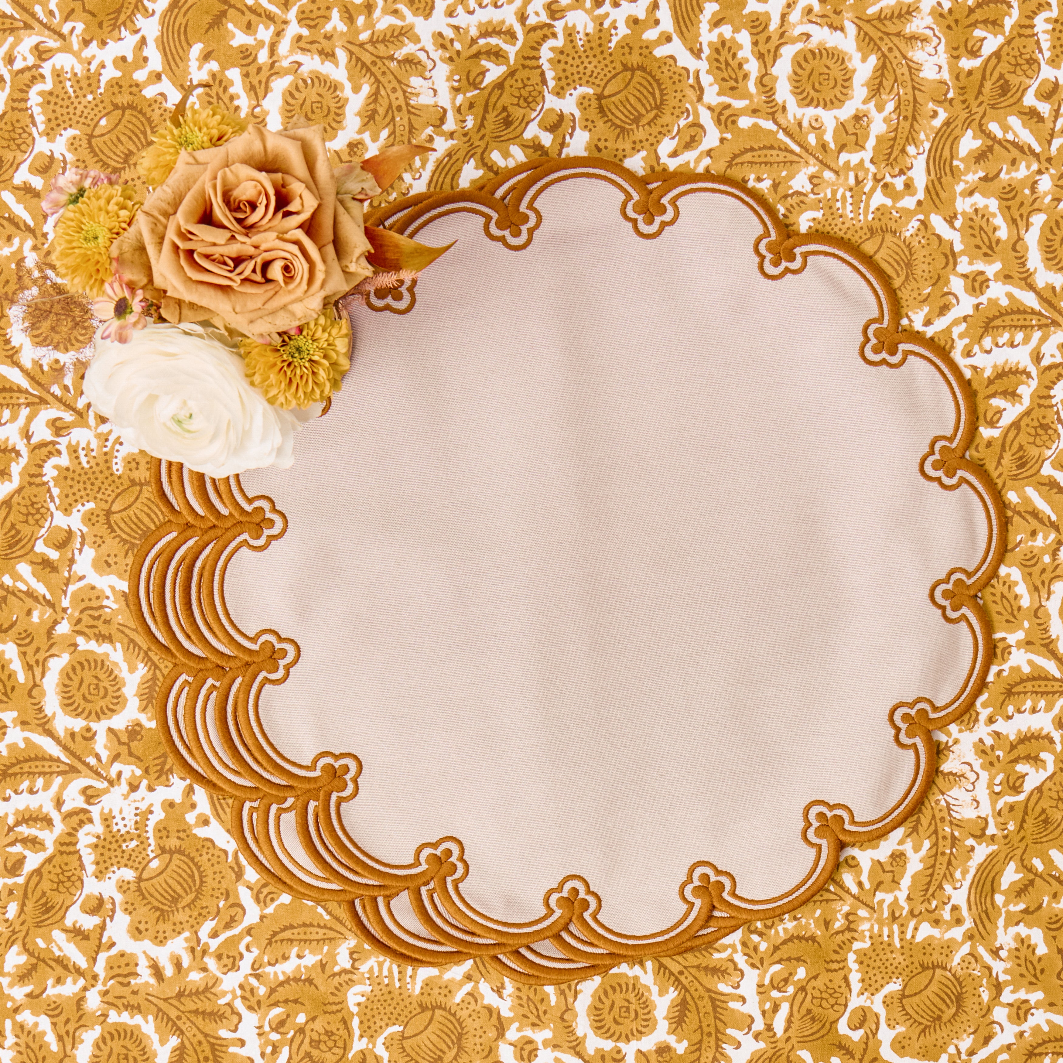 Taupe & Mustard Delilah Placemats (Set of 4)