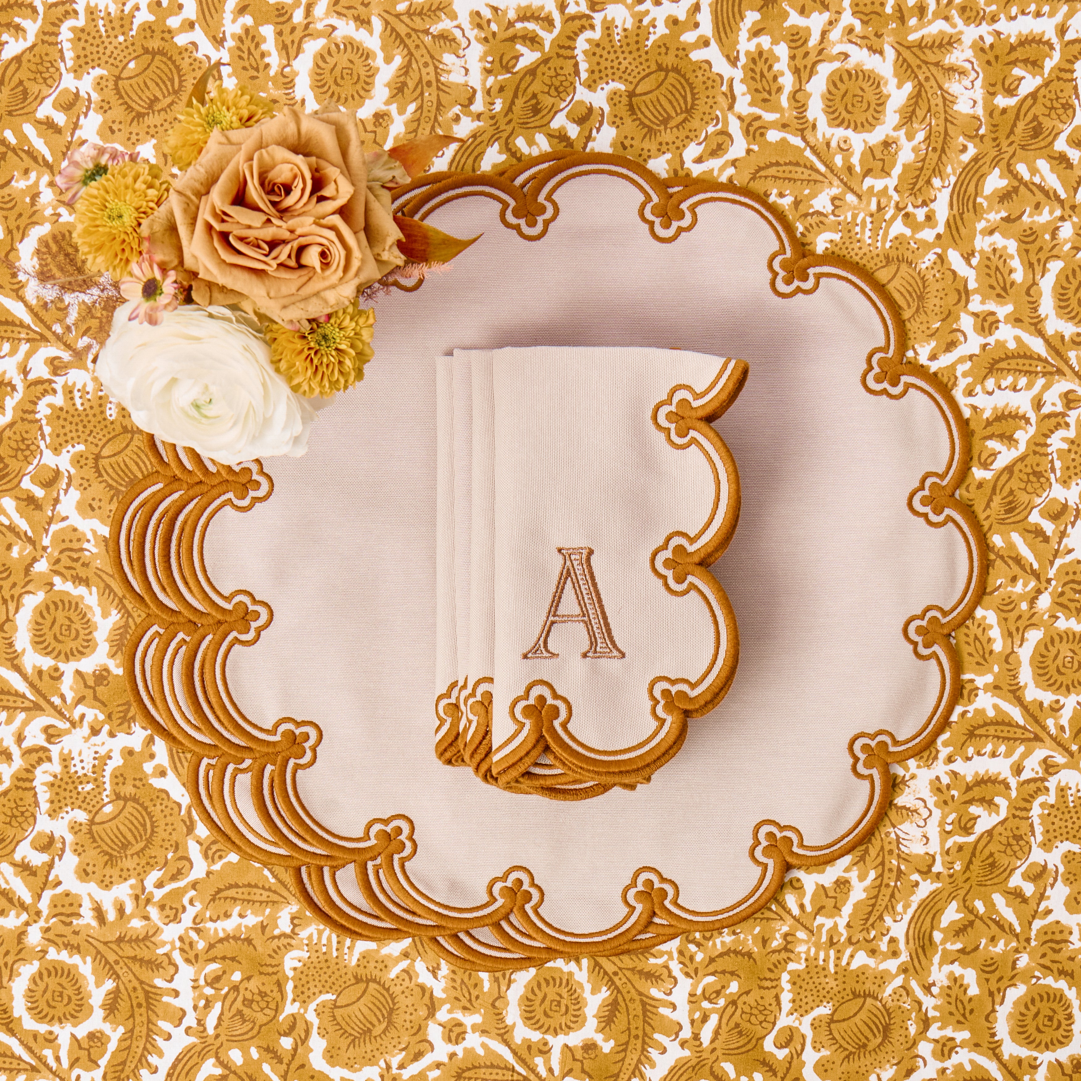 Taupe & Mustard Delilah Napkins (Set of 4)