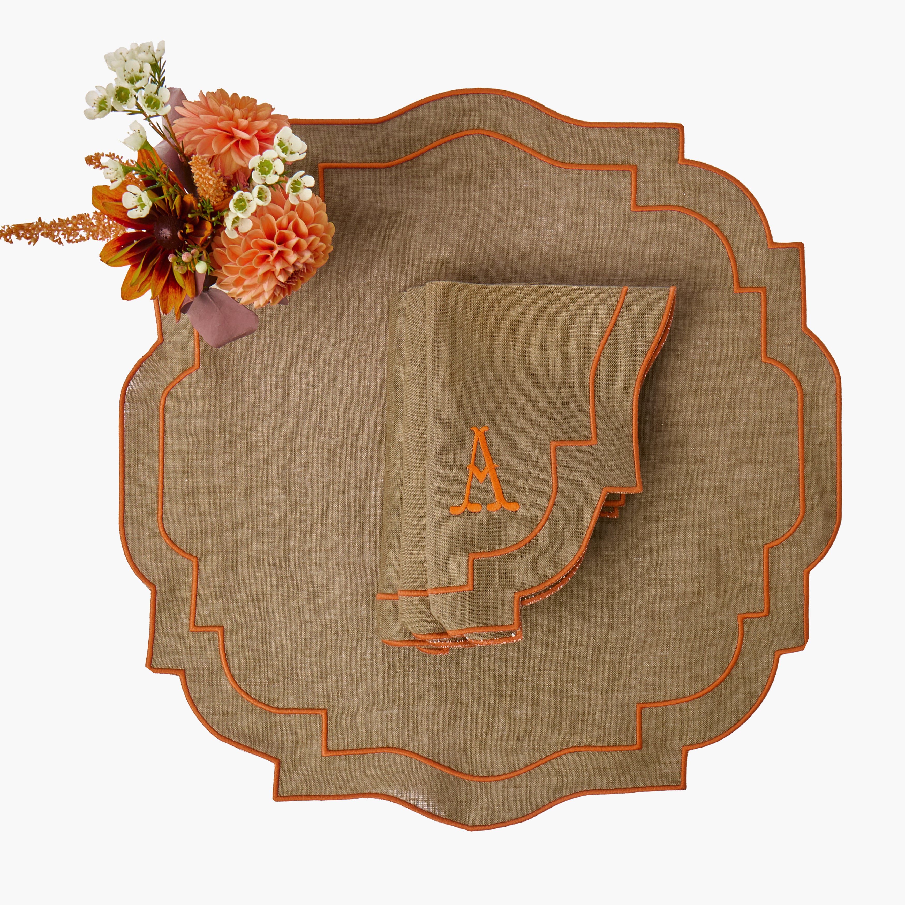 Walnut & Orange Lydia Napkins (Set of 4)