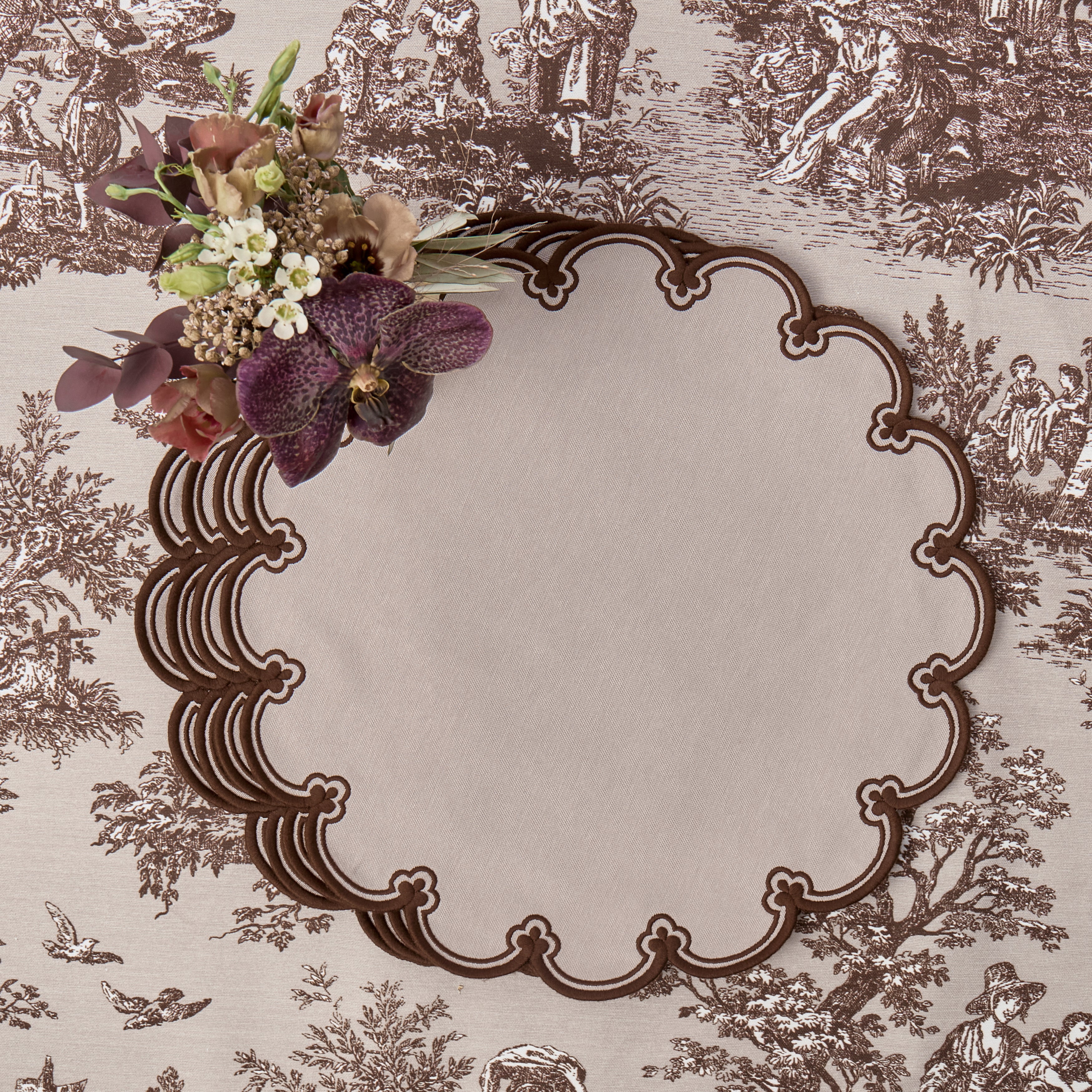 Taupe & Chocolate Delilah Placemats (Set of 4)
