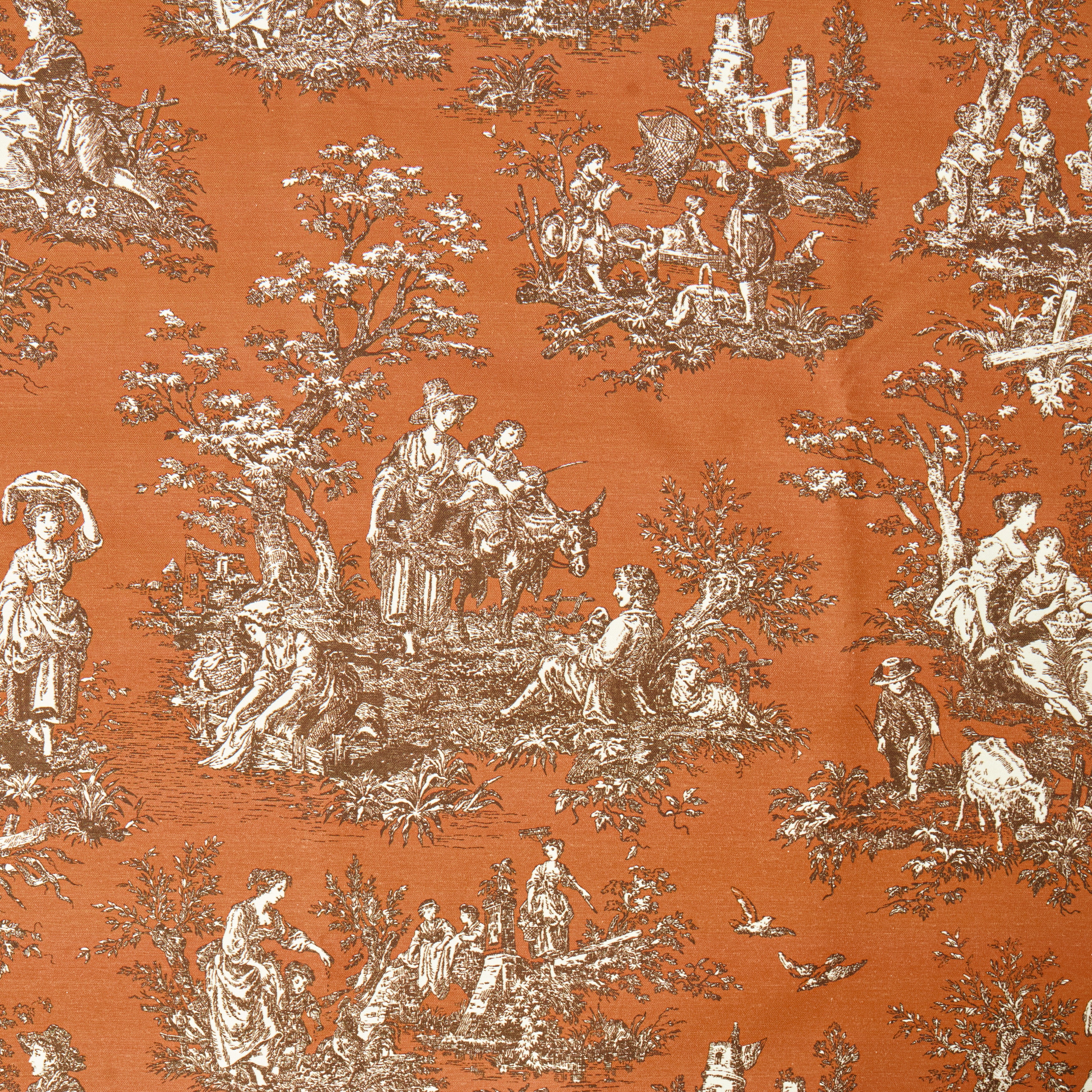 Orange & Chocolate Ottilie Toile Tablecloth