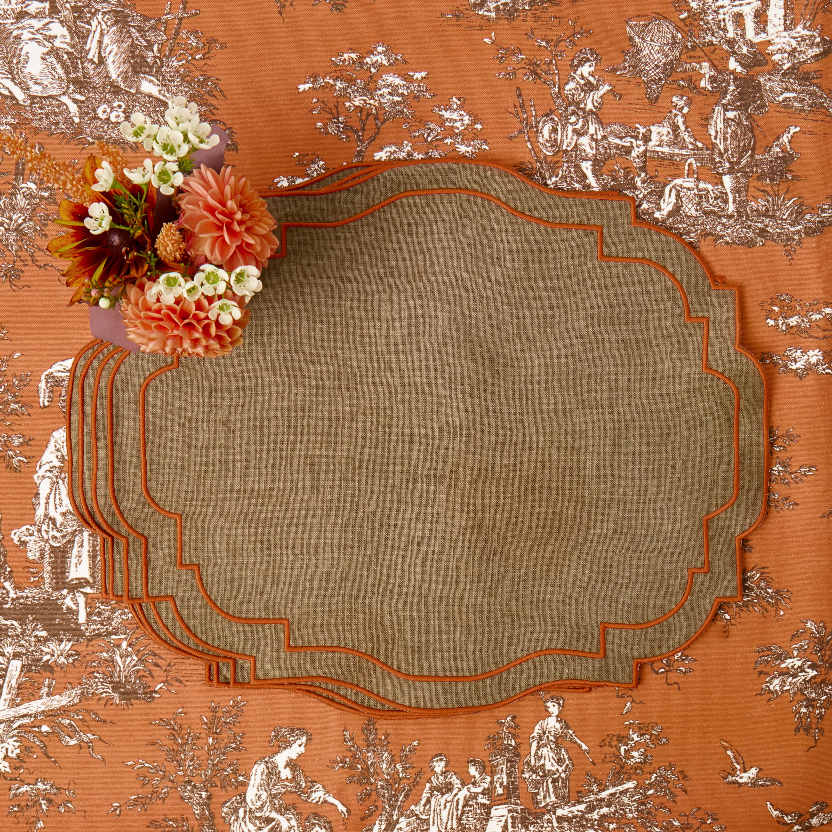 Walnut & Orange Lydia Placemats (Set of 4)