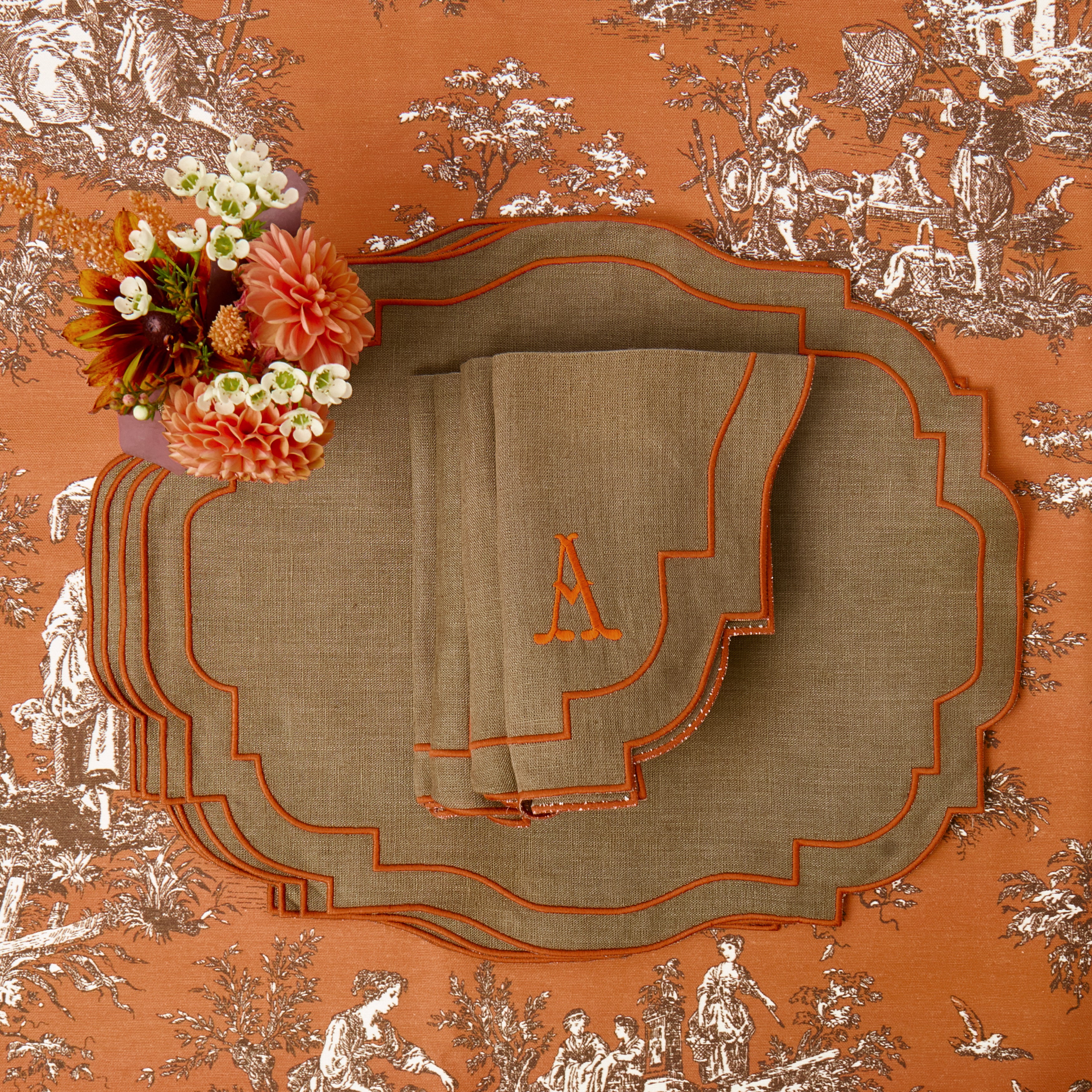 Walnut & Orange Lydia Napkins (Set of 4)