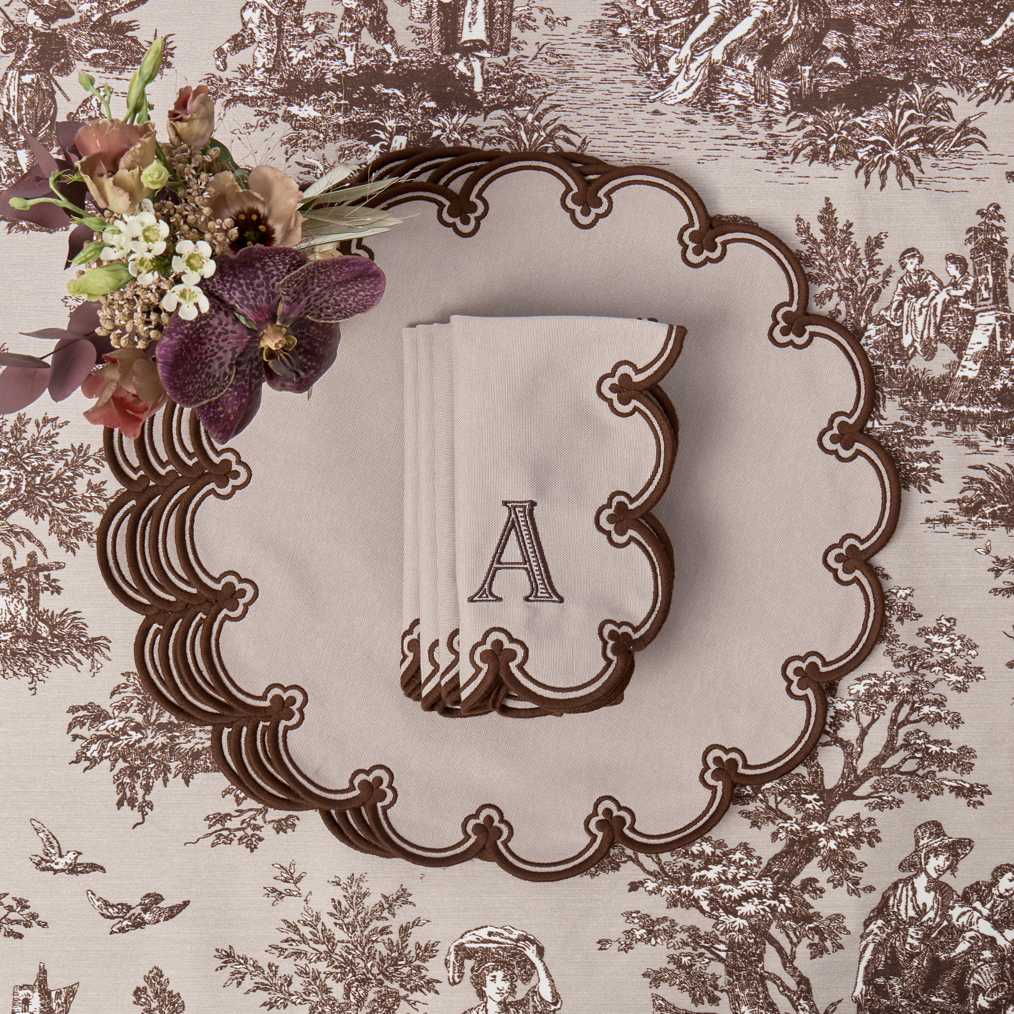 Taupe & Chocolate Delilah Napkins (Set of 4)