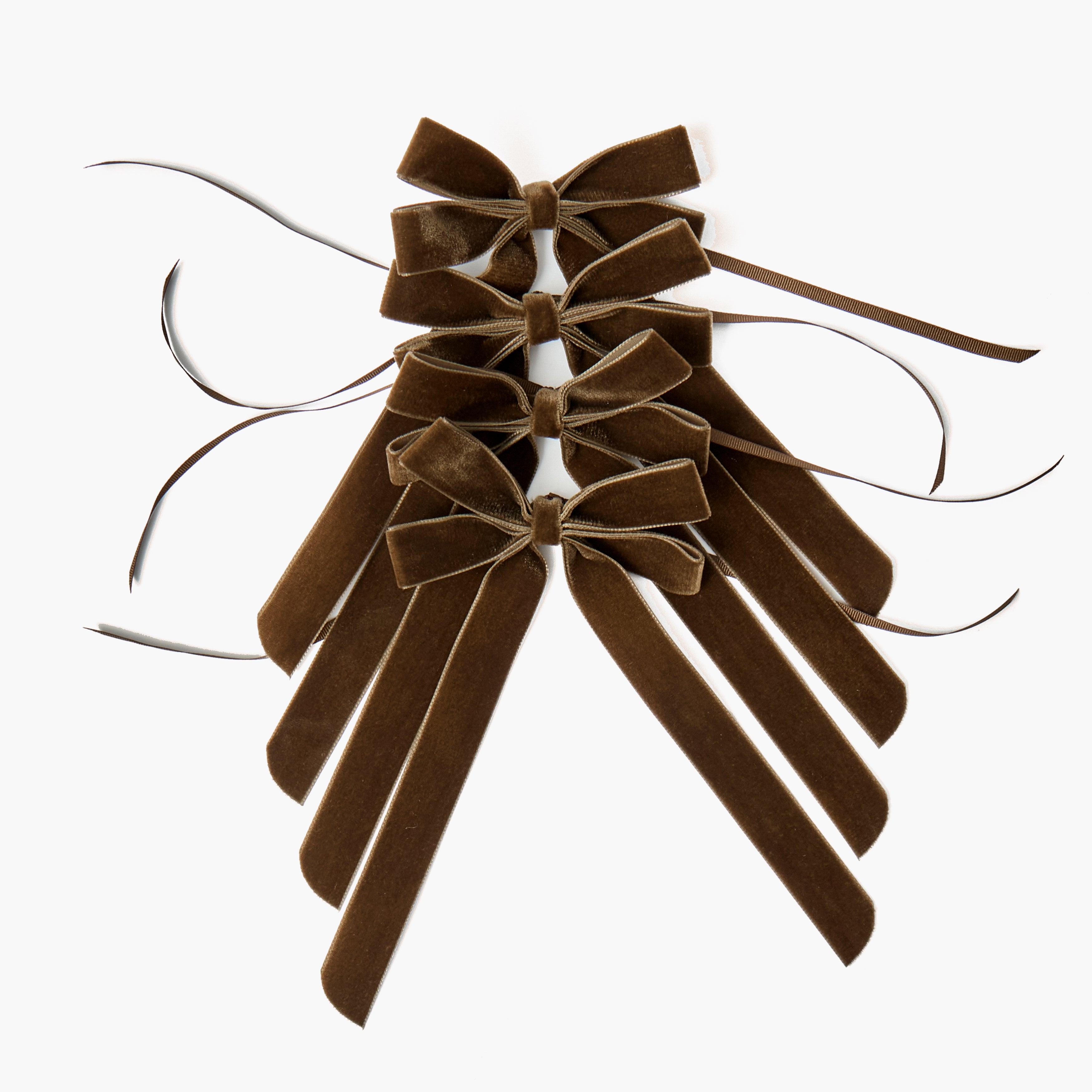 Chocolate Double Velvet Bows (Set of 4) - 20cm