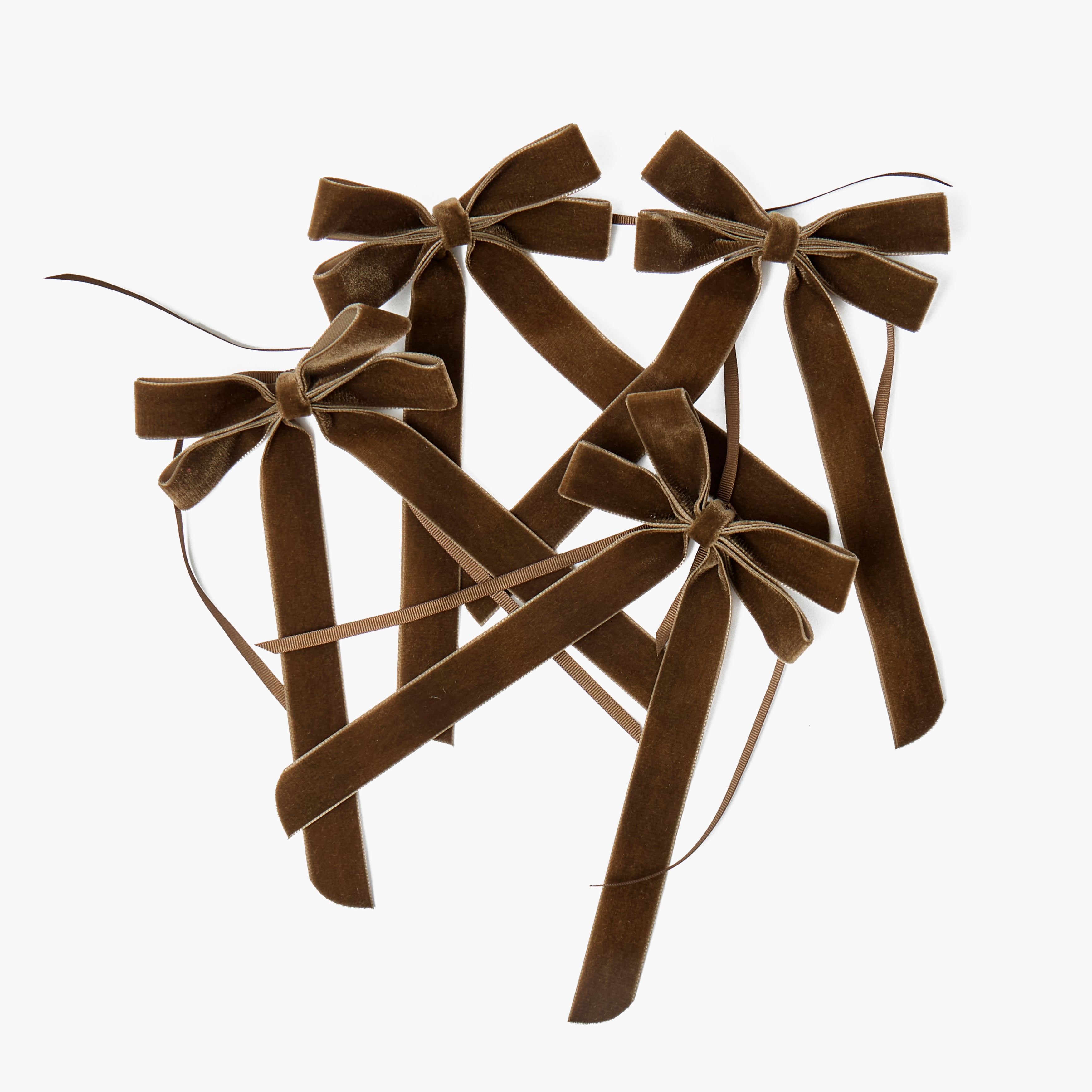 Chocolate Double Velvet Bows (Set of 4) - 20cm