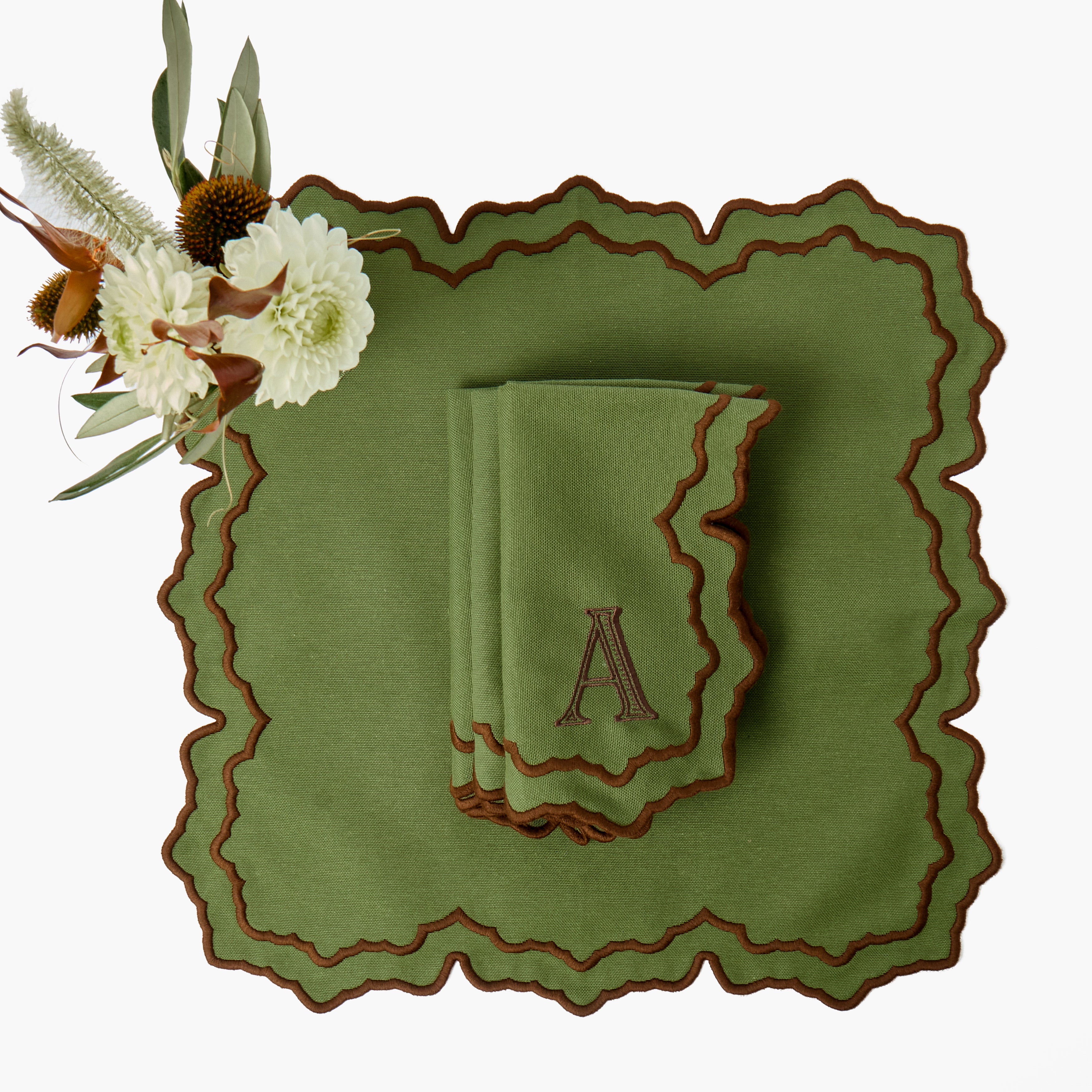 Green & Chocolate Maple Napkins (Set of 4)