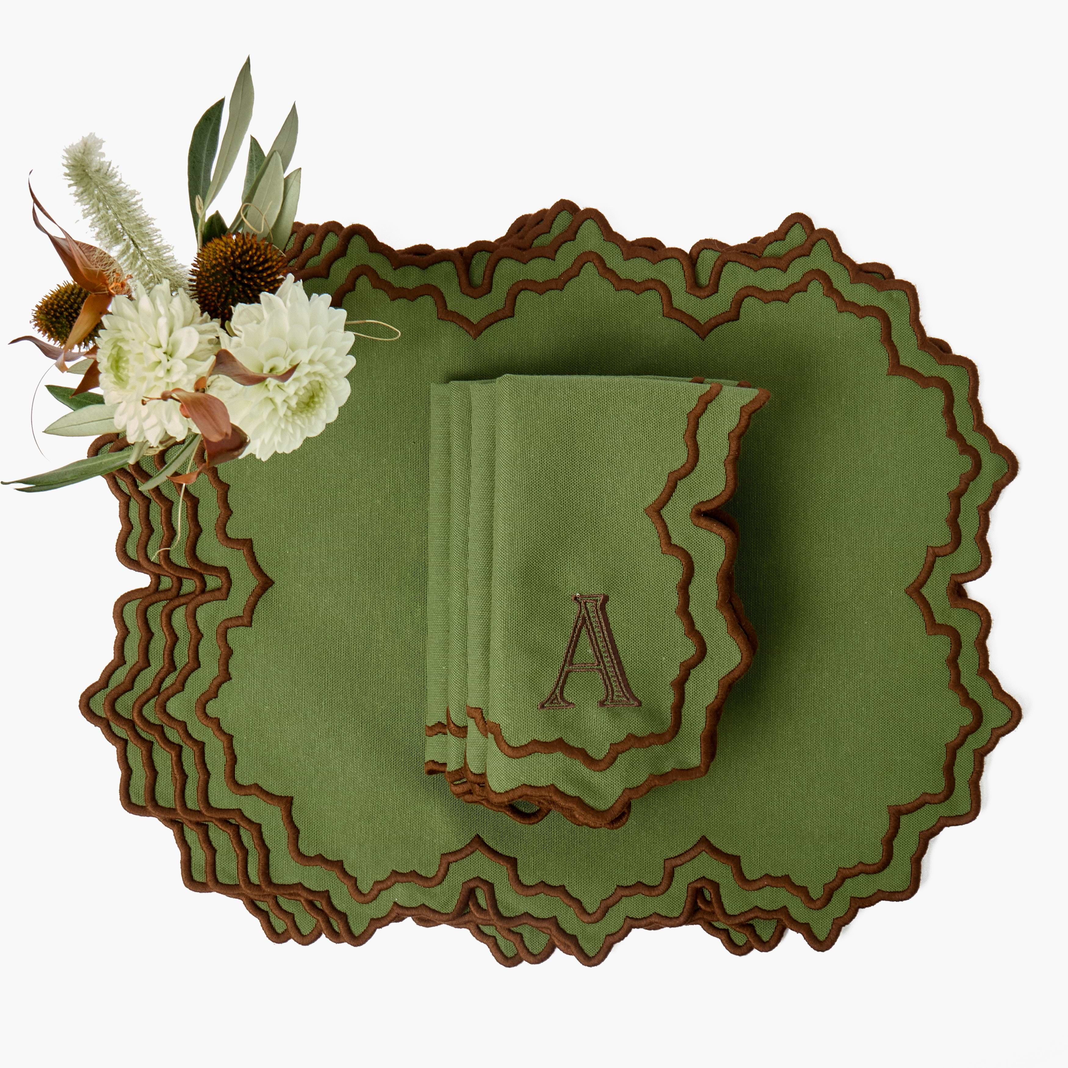 Green & Chocolate Maple Napkins (Set of 4)