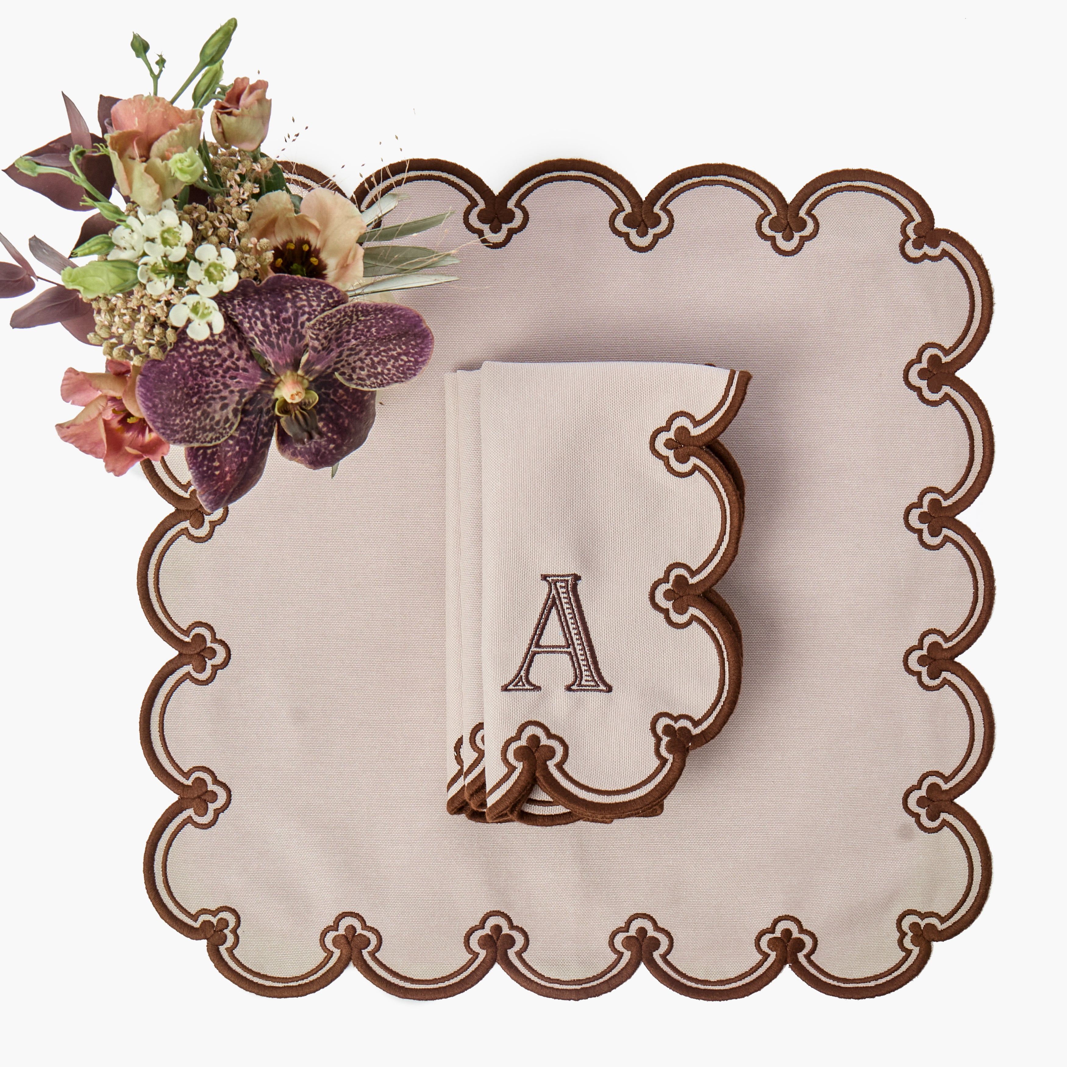 Taupe & Chocolate Delilah Napkins (Set of 4)