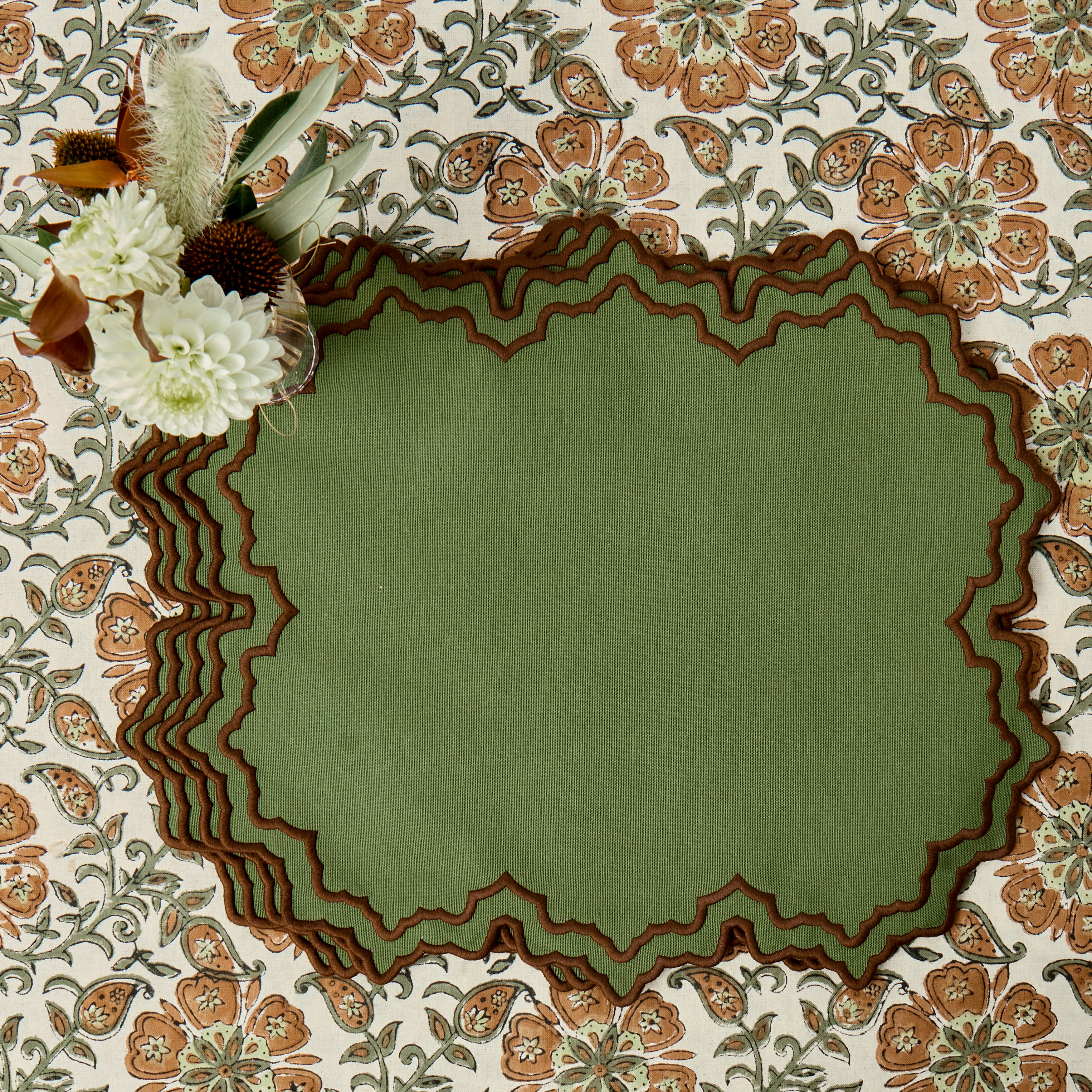 Green & Chocolate Maple Placemats (Set of 4)