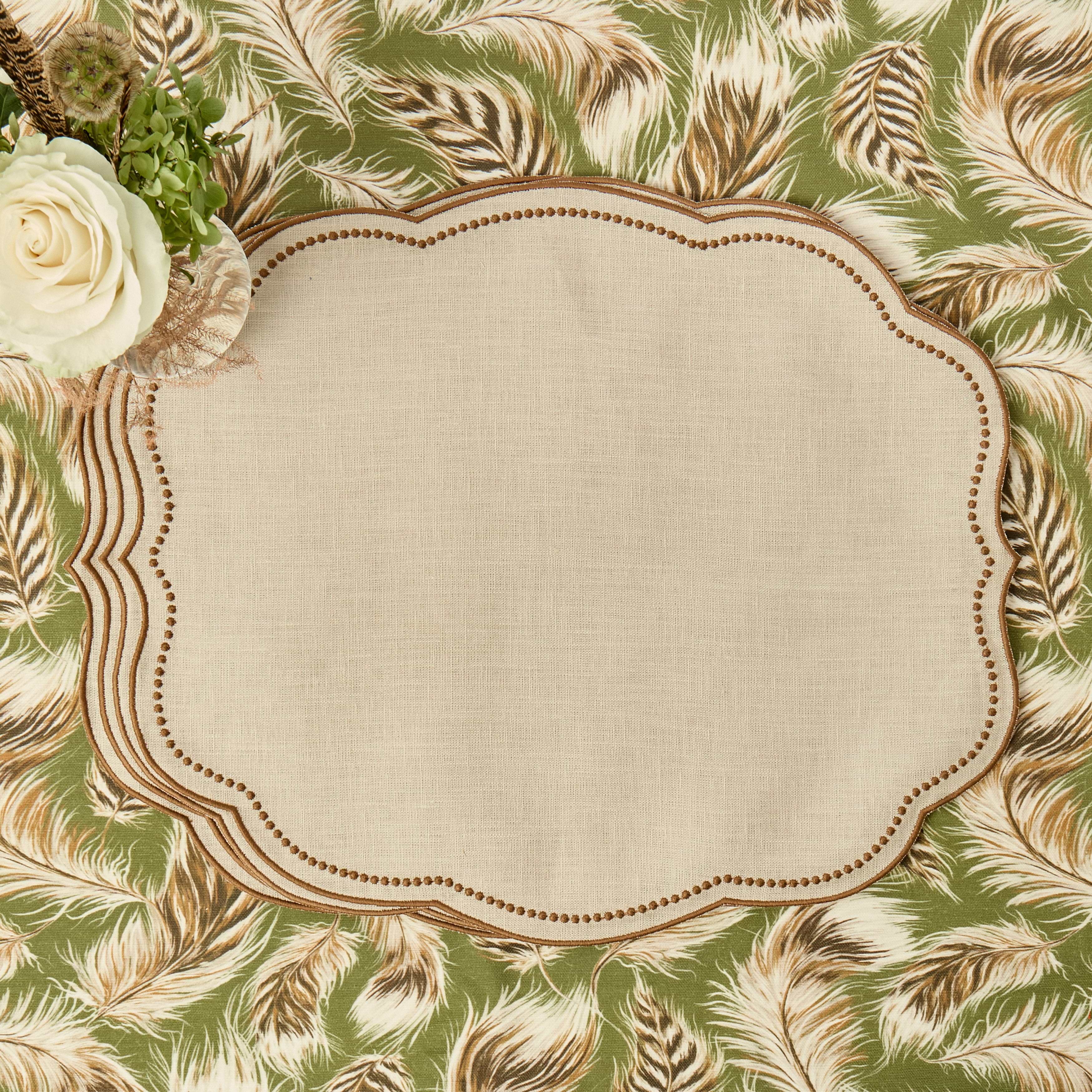 Taupe & Chocolate Eloise Linen Placemats (Set of 4)