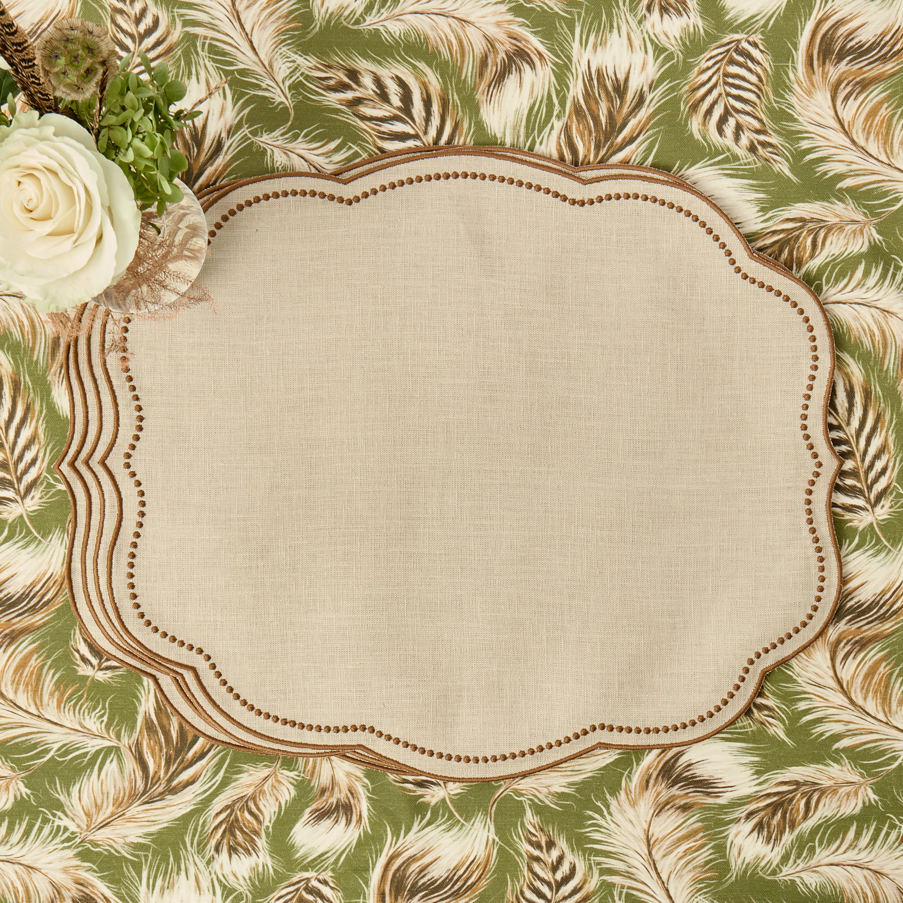 Taupe & Chocolate Eloise Linen Placemats (Set of 4)