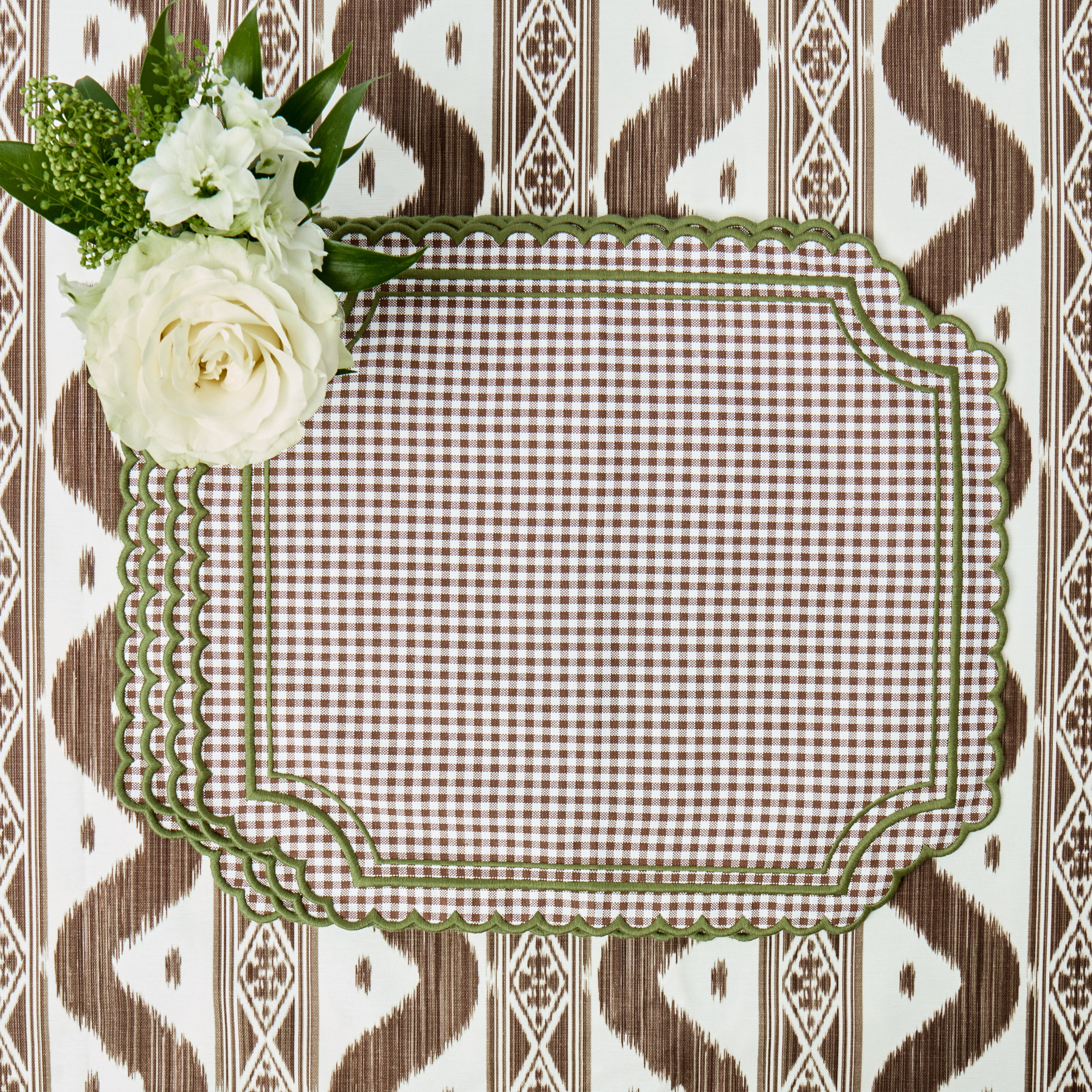 Chocolate & Green Louisa Gingham Placemats (Set of 4)