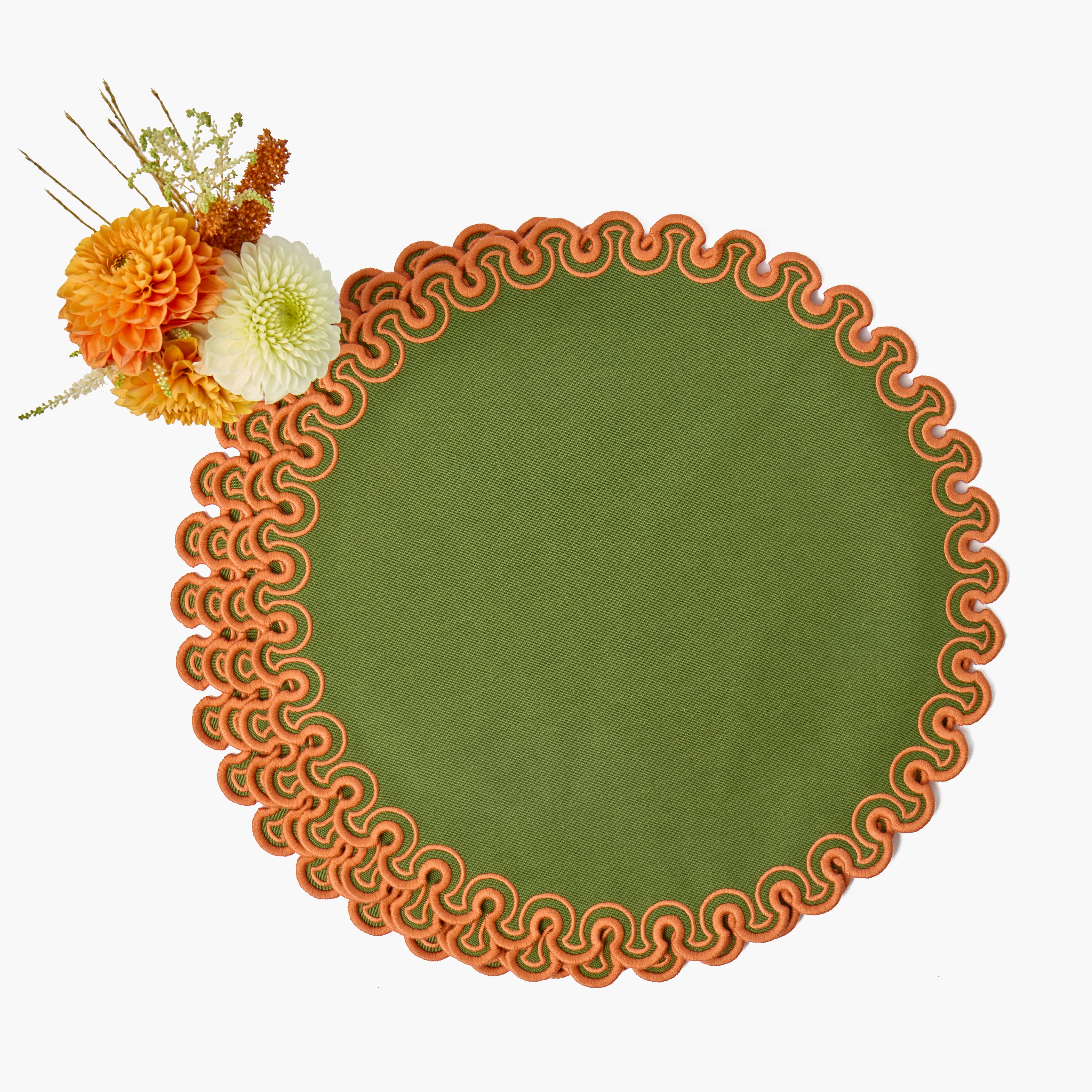 Green & Orange Valentina Placemats & Napkins (Set of 8)