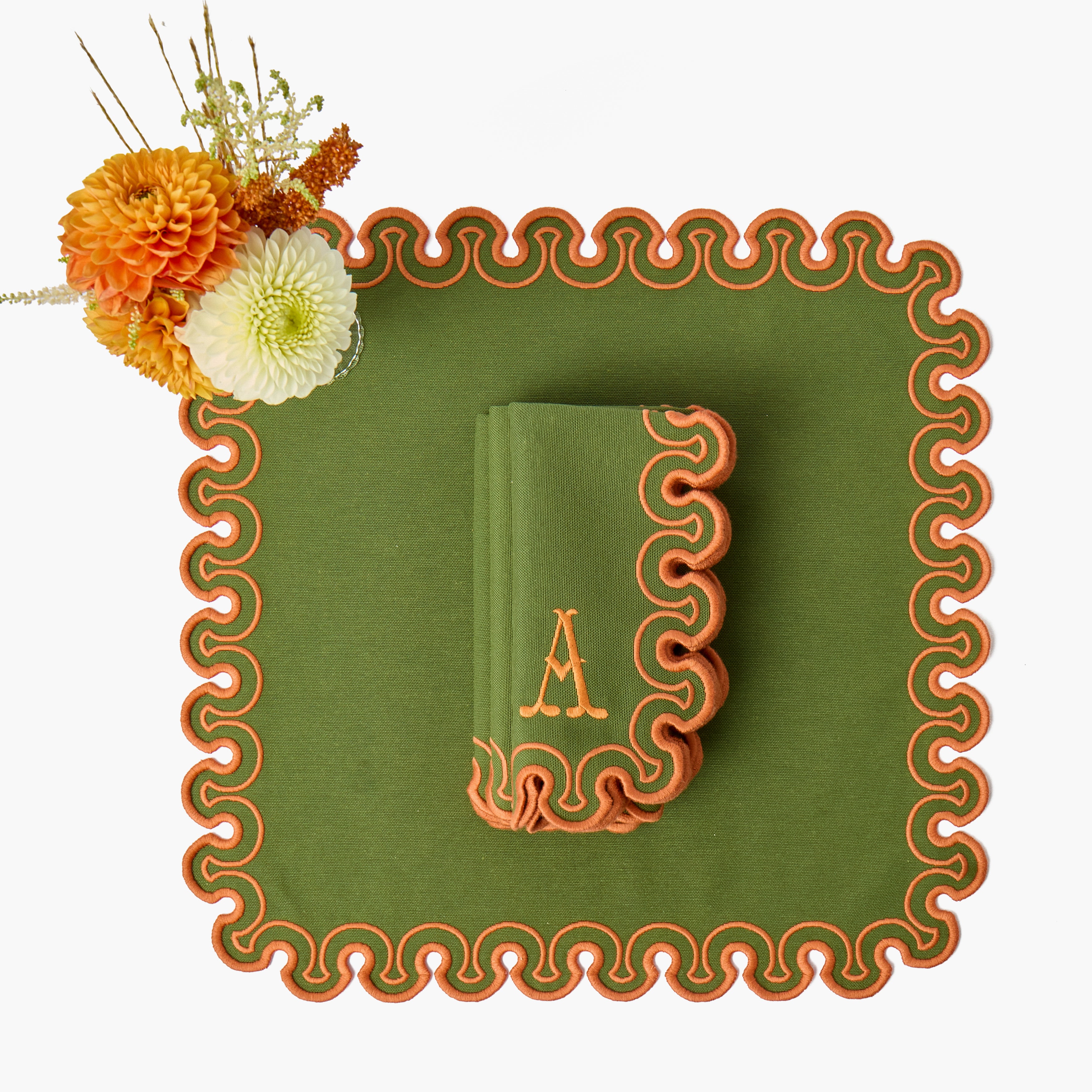 Green & Orange Valentina Napkins (Set of 4)