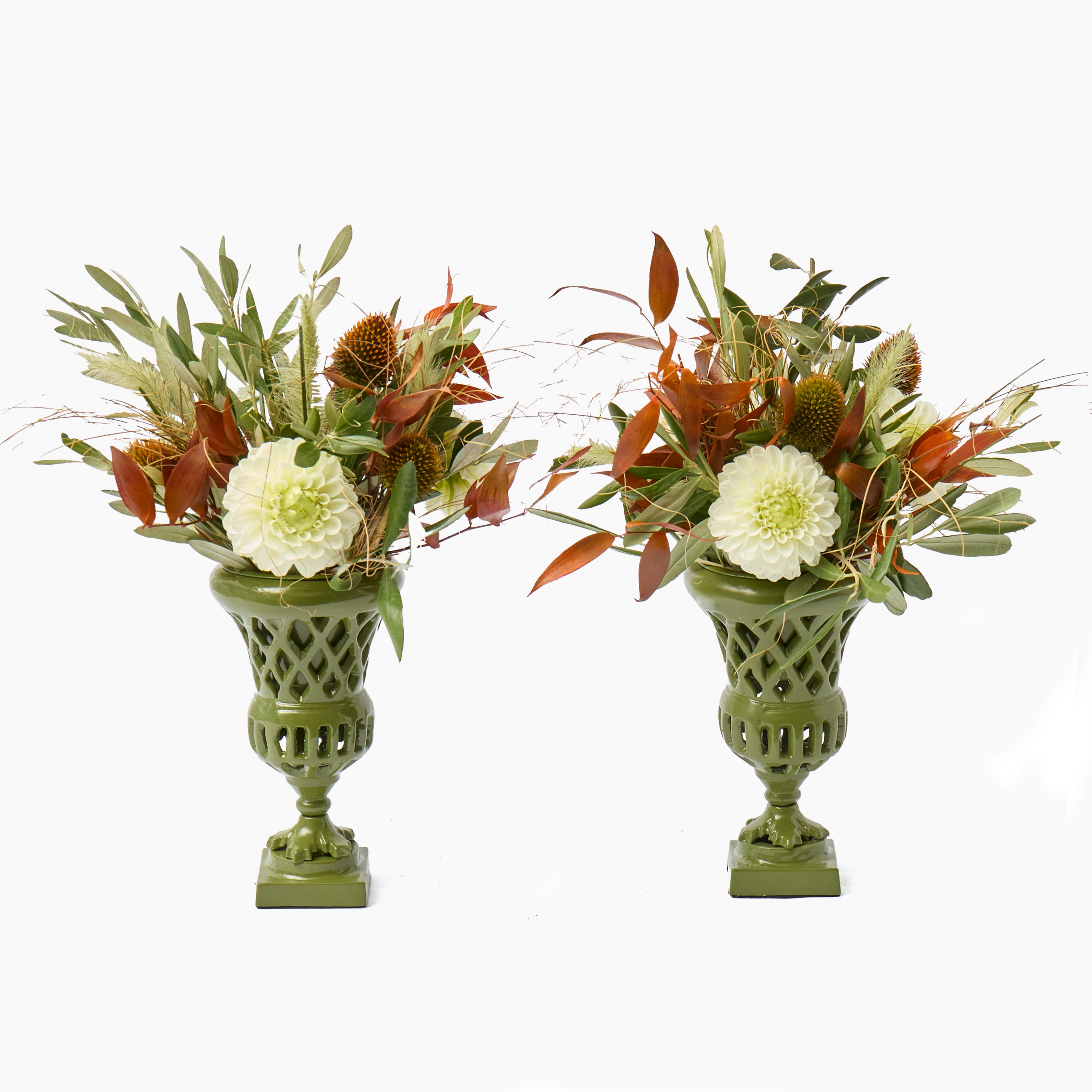 Green Mini Adelaide Urn Vase (Pair)