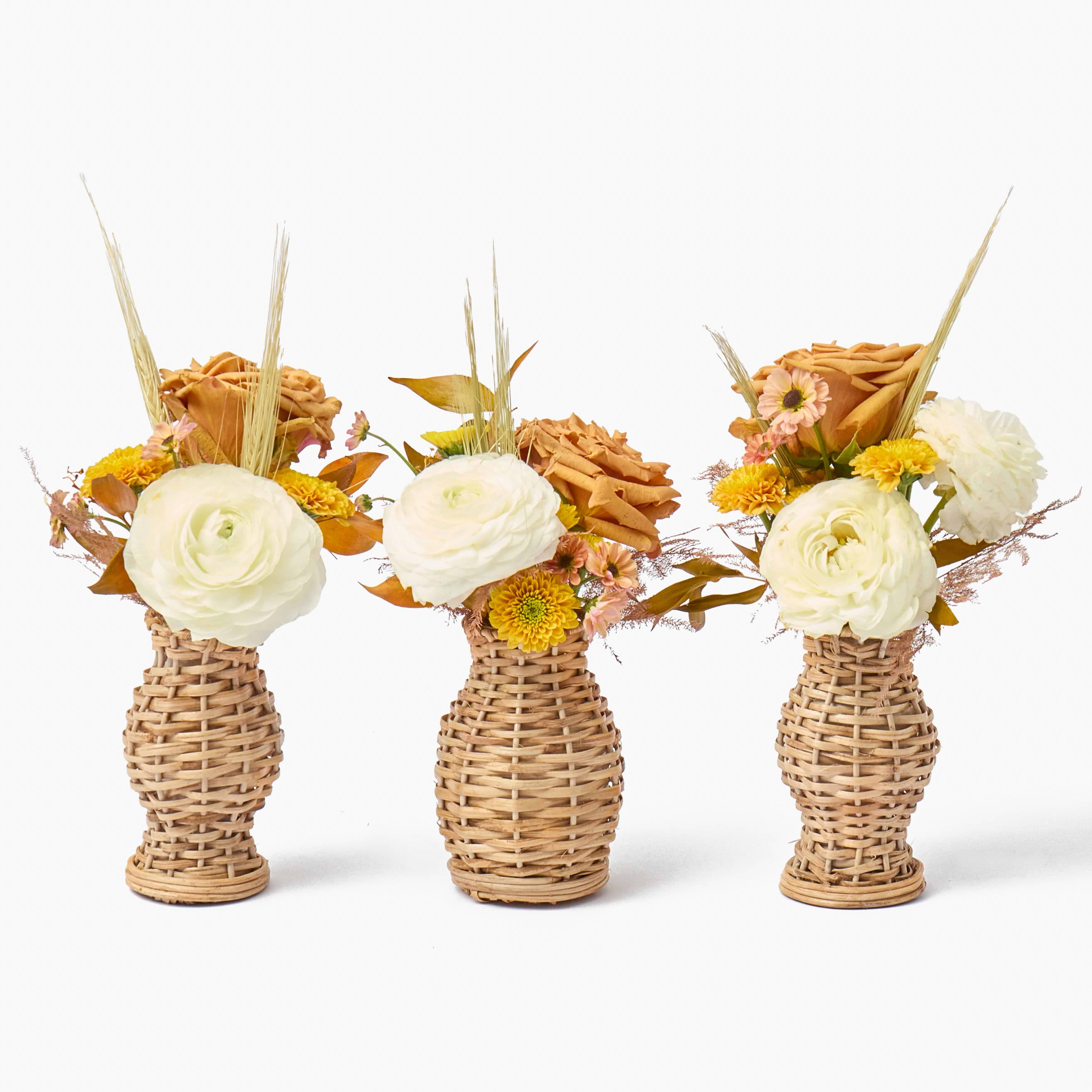 Mini Natural Rattan Vase (Set of 3)