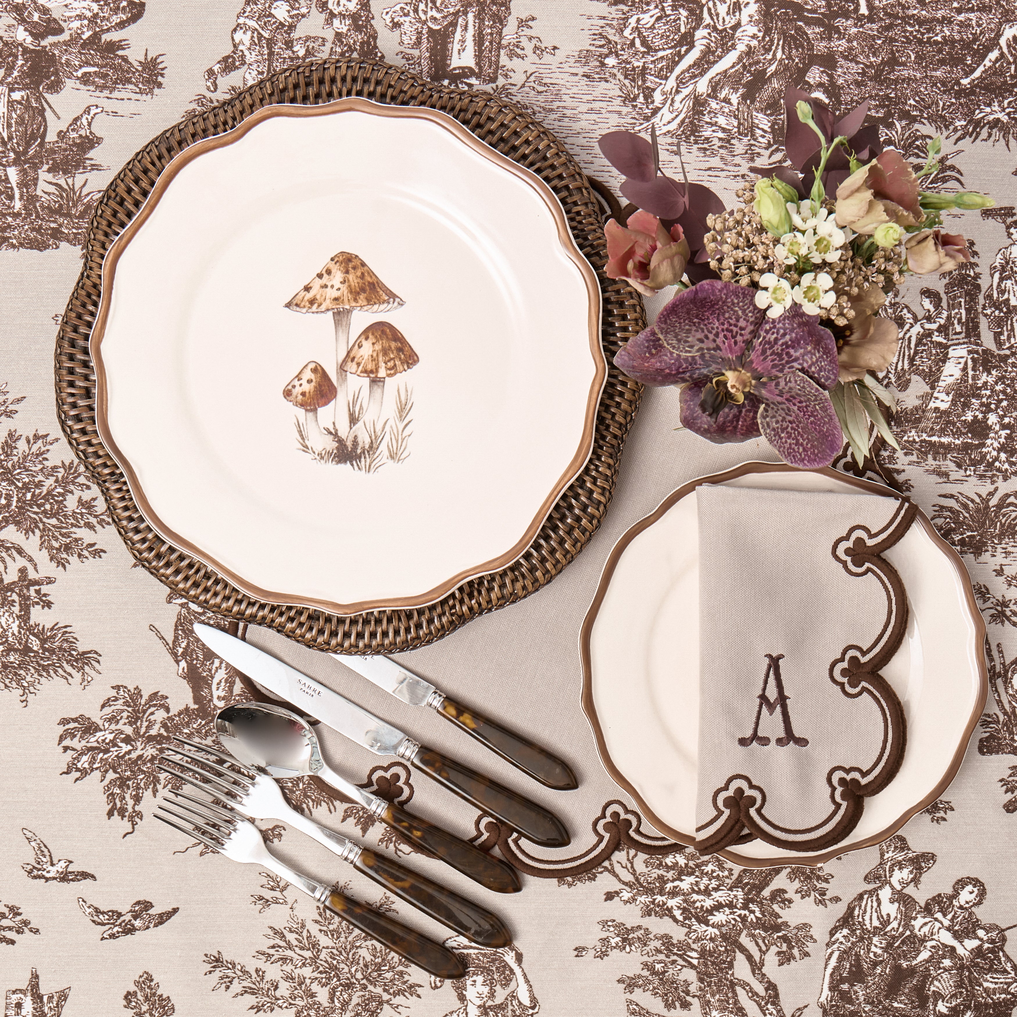 Taupe & Chocolate Delilah Placemats & Napkins (Set of 8)