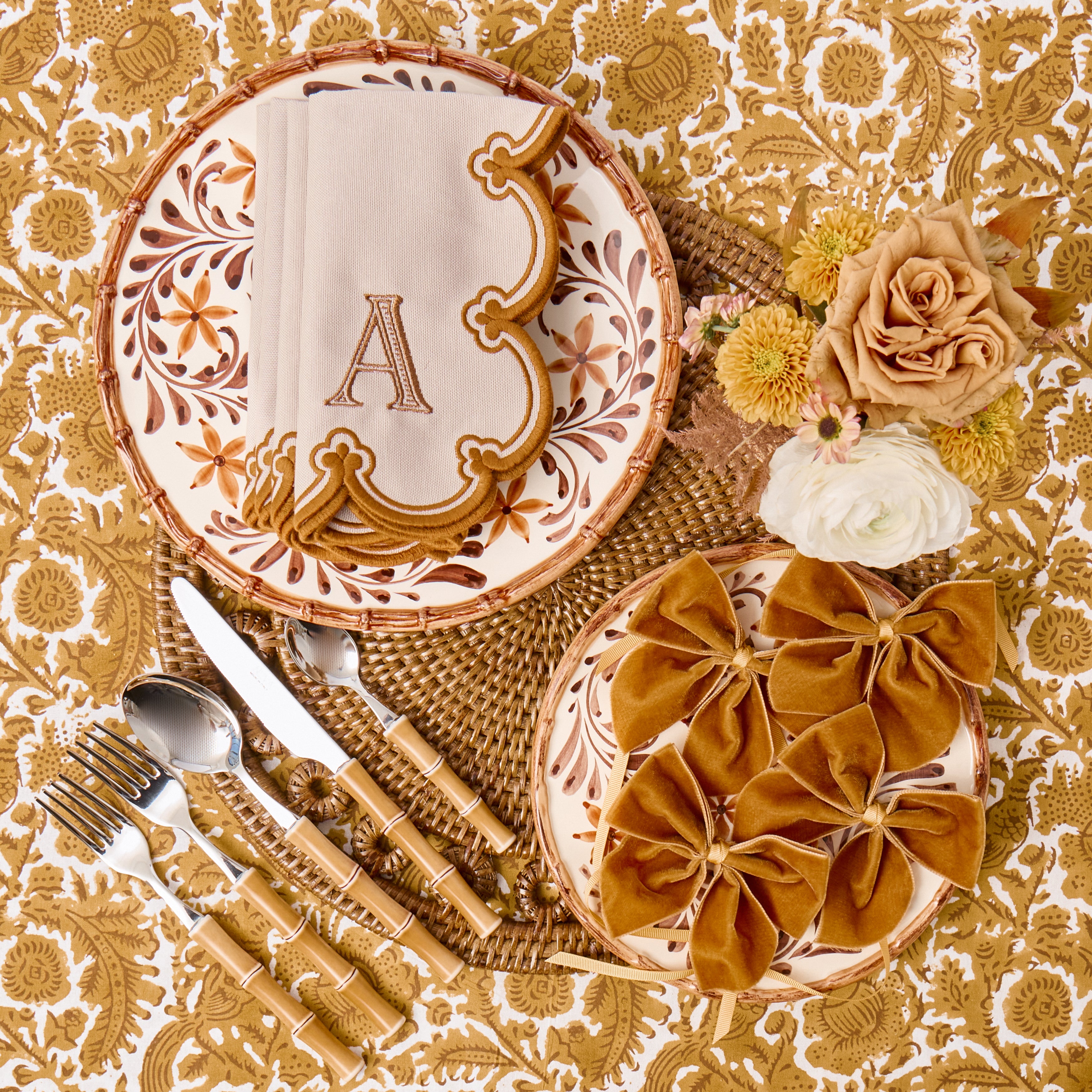 Taupe & Mustard Delilah Napkins (Set of 4)