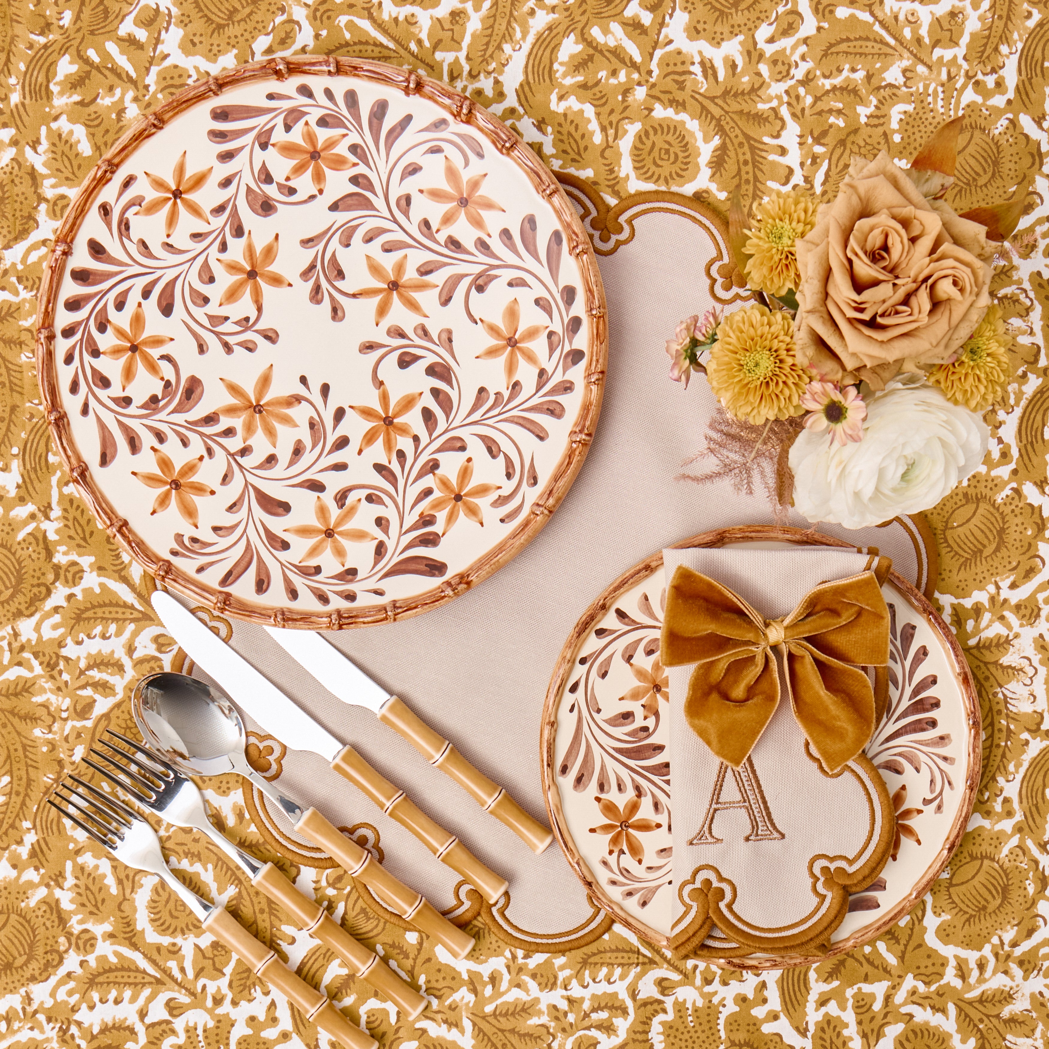 Taupe & Mustard Delilah Placemats (Set of 4)