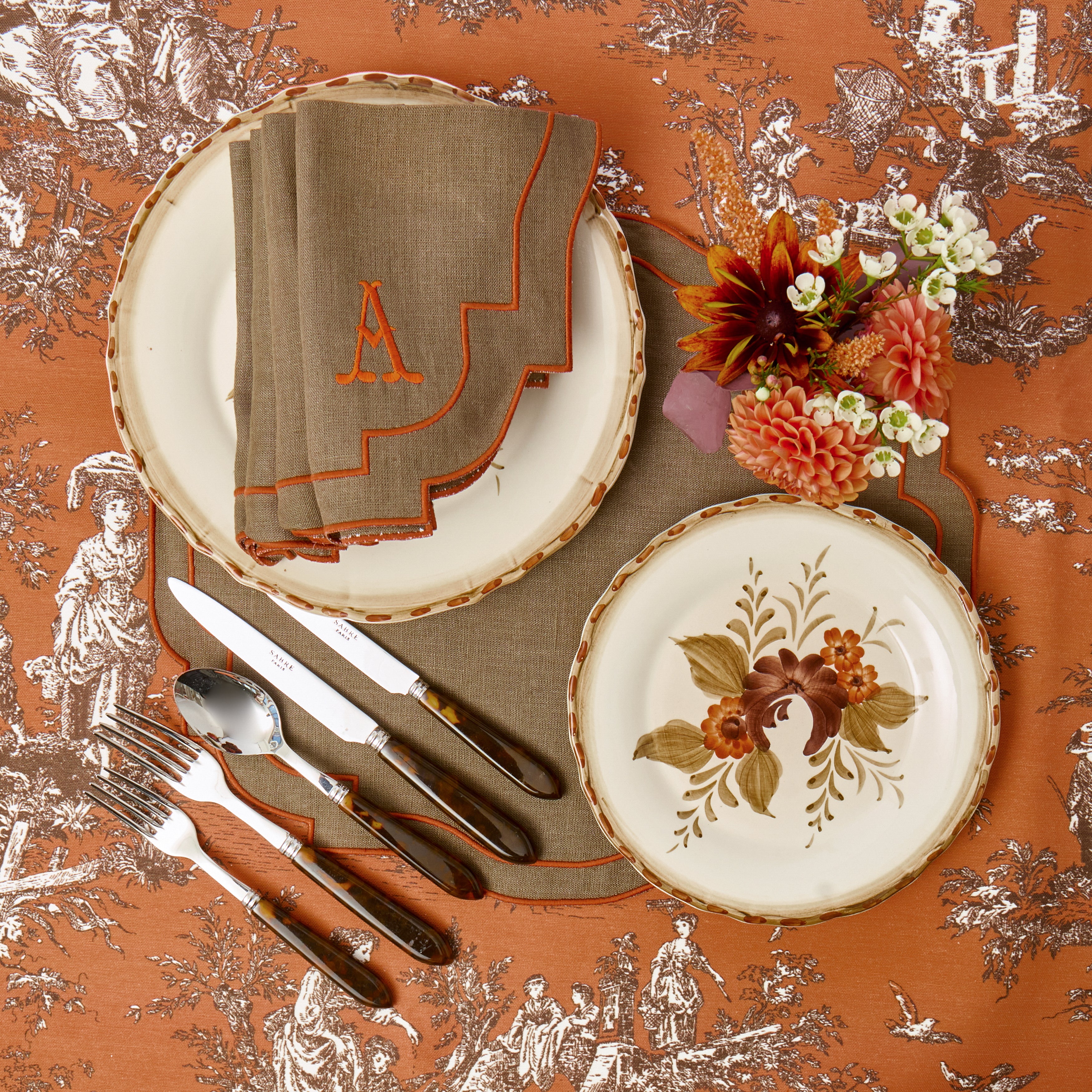 Walnut & Orange Lydia Napkins (Set of 4)