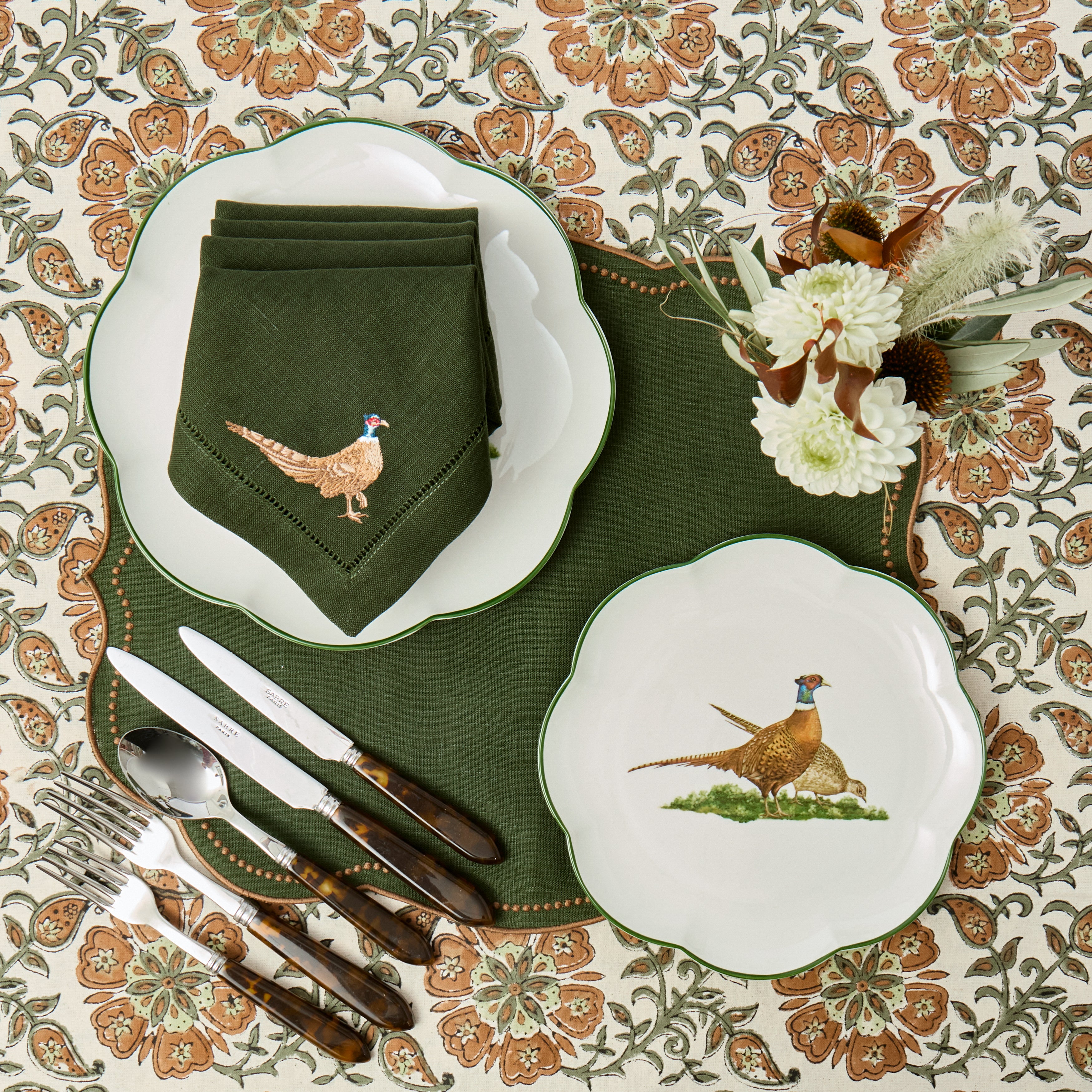 Scalloped Pheasant Starter Plates (Set of 4)