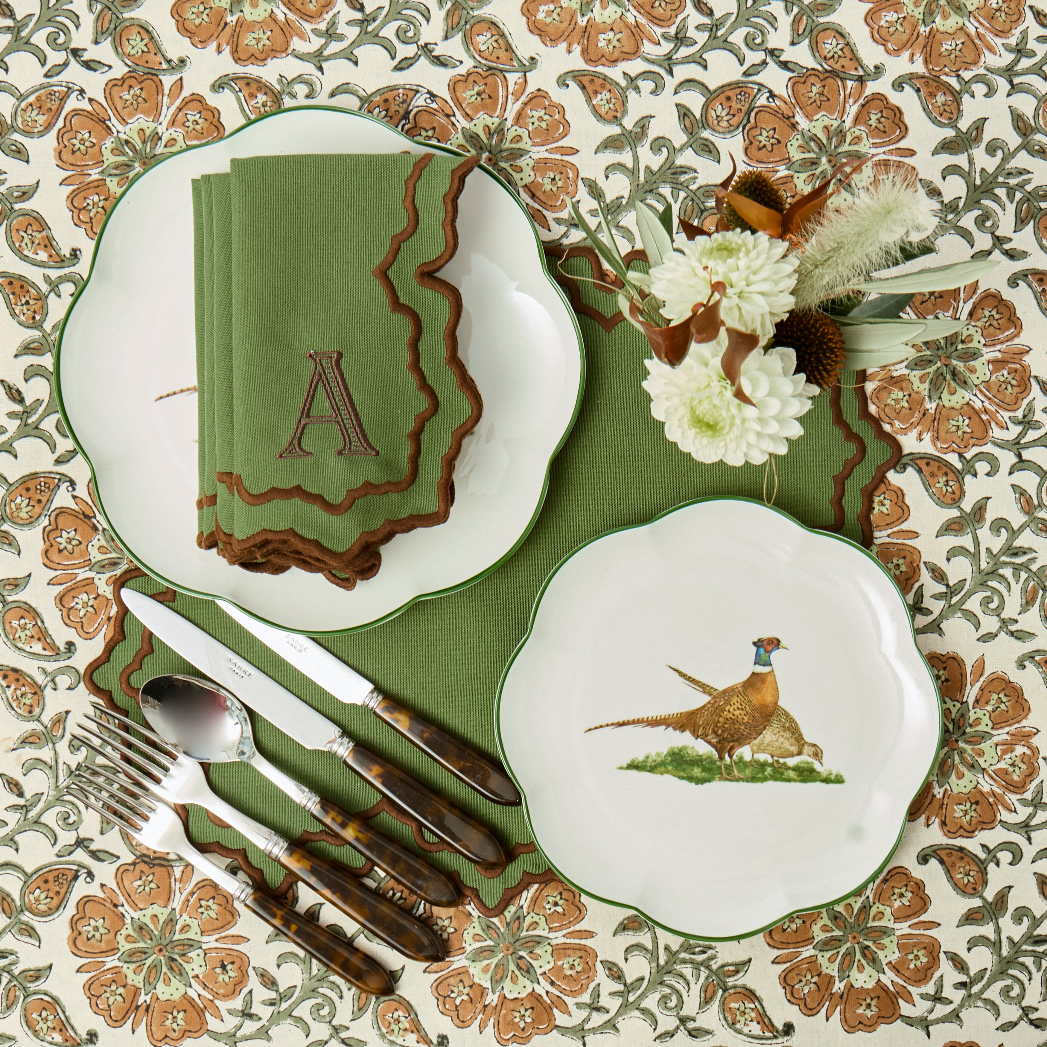 Green & Chocolate Maple Napkins (Set of 4)