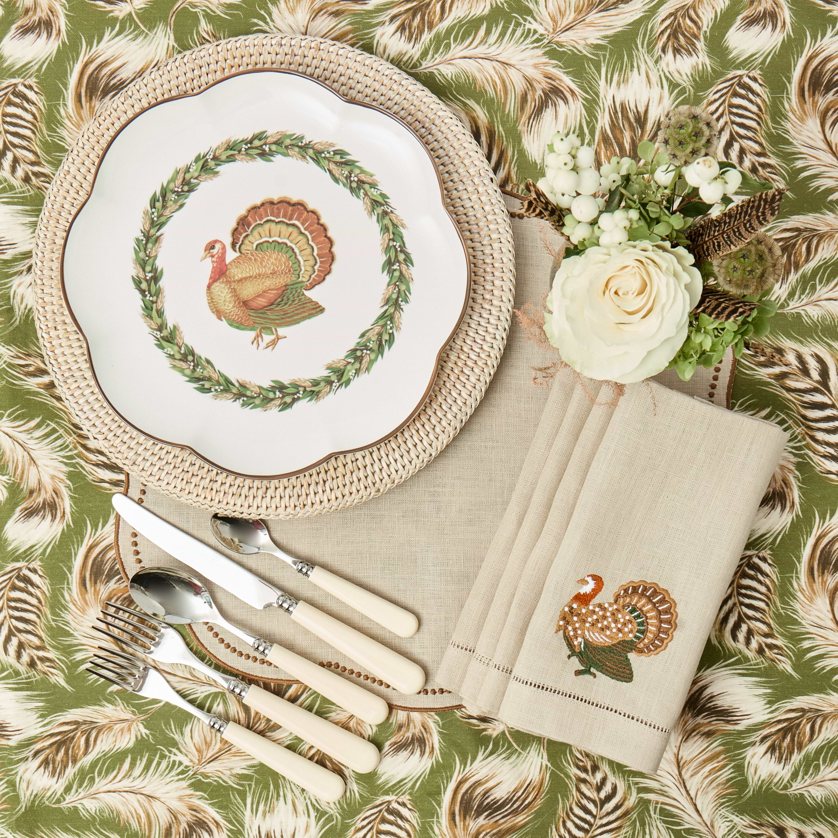 Olive & Brown Turkey Dinner Plates (Set of 4)