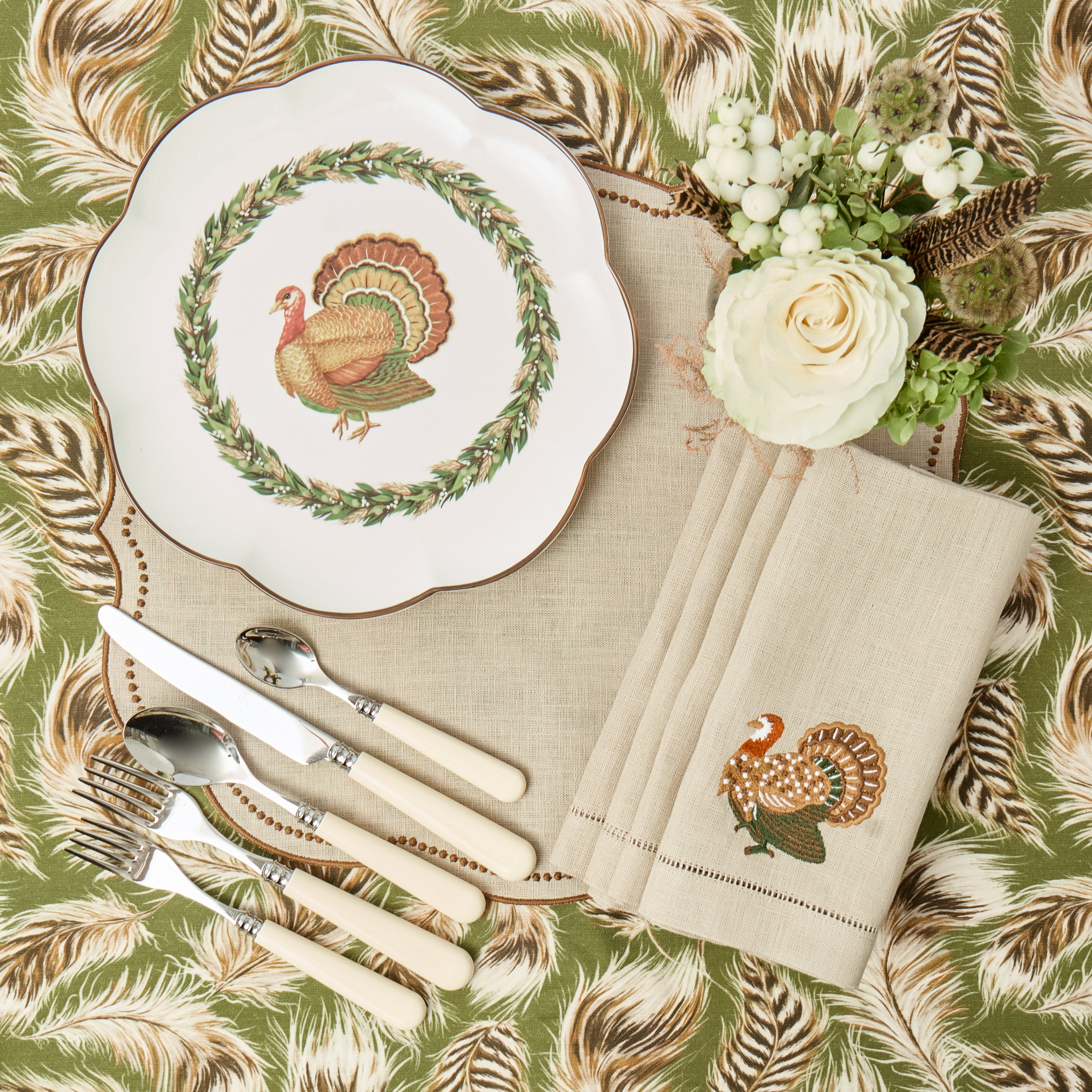 Olive & Brown Turkey Dinner Plate