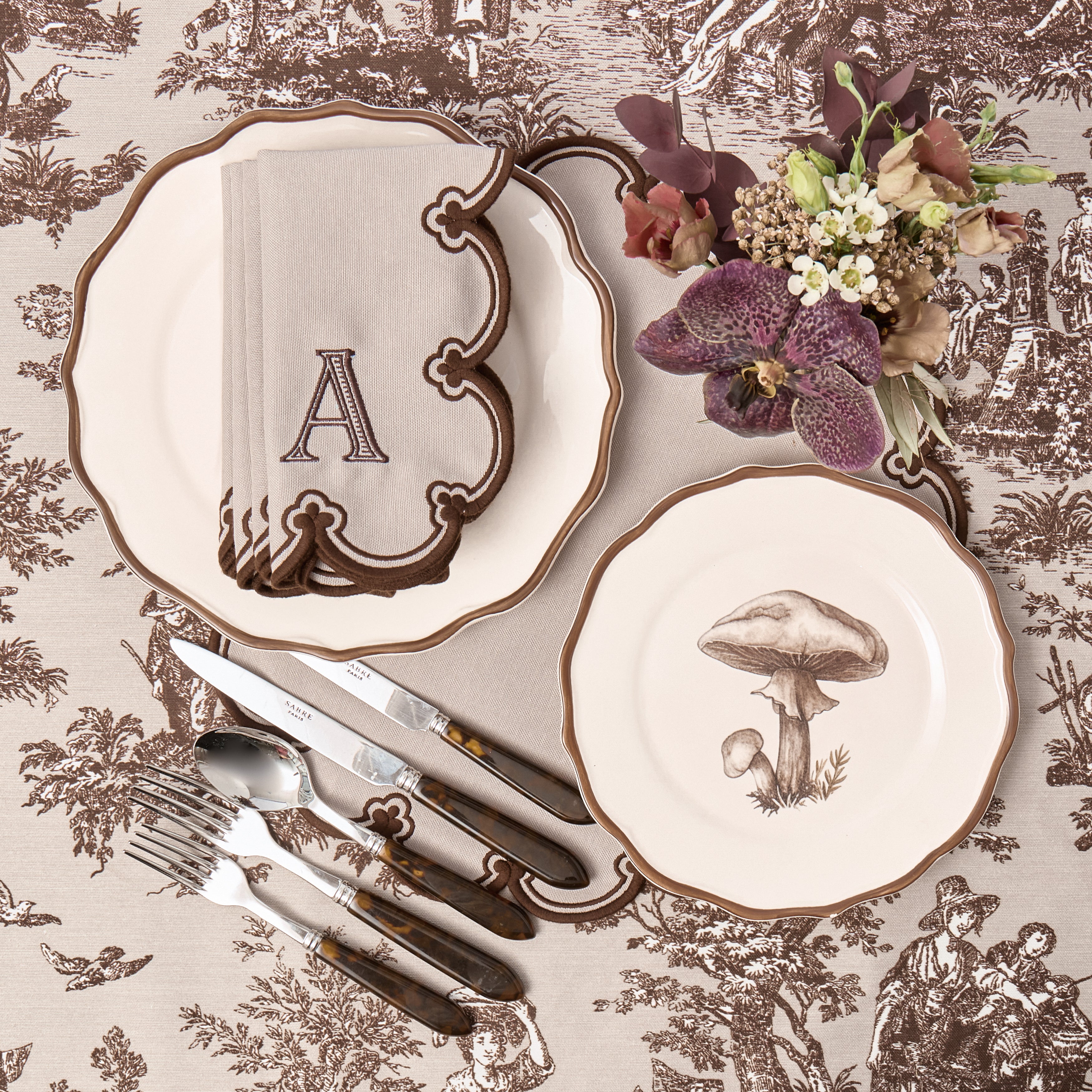Taupe & Chocolate Delilah Napkins (Set of 4)