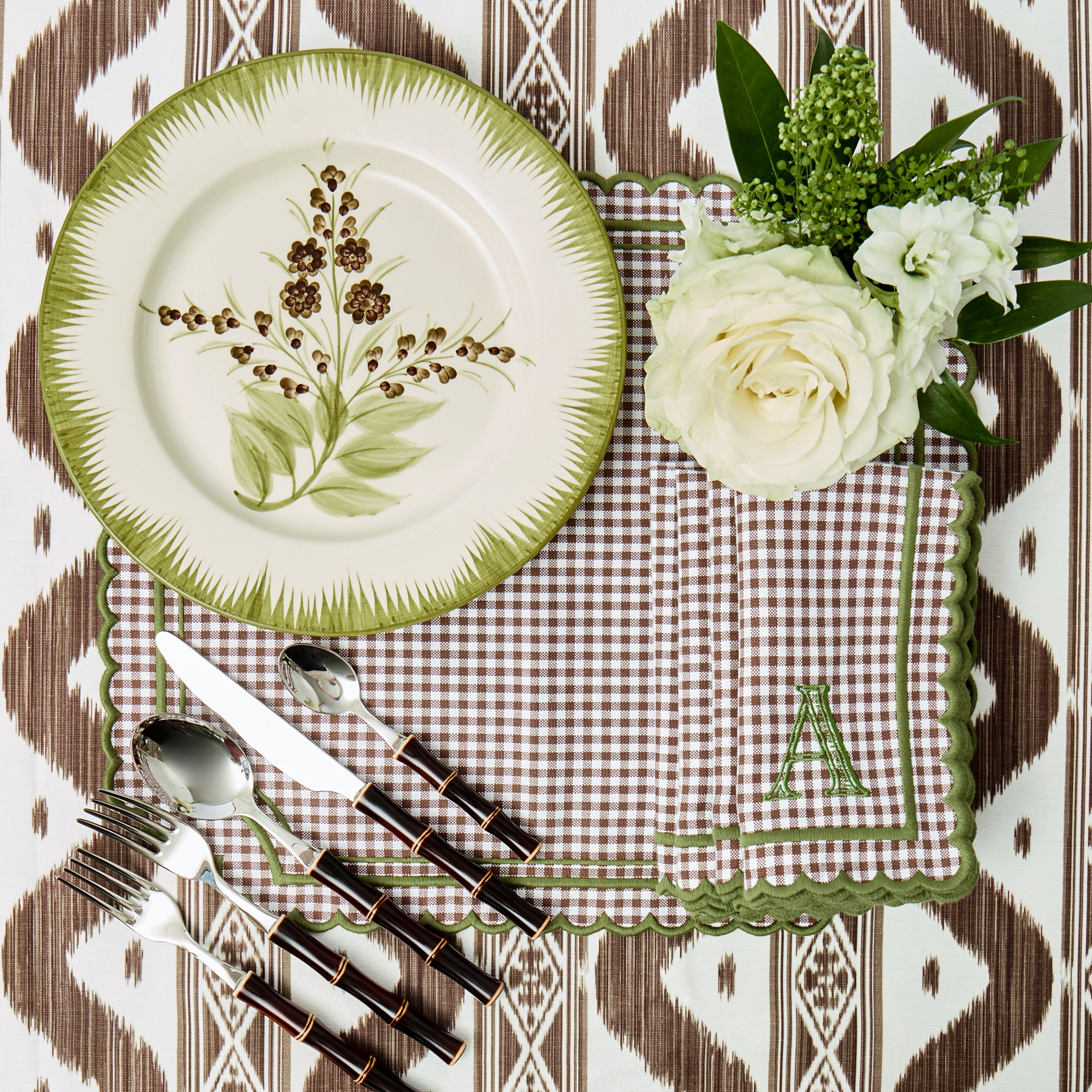 Olive & Chocolate Araminta Dinner Plates (Set of 4)
