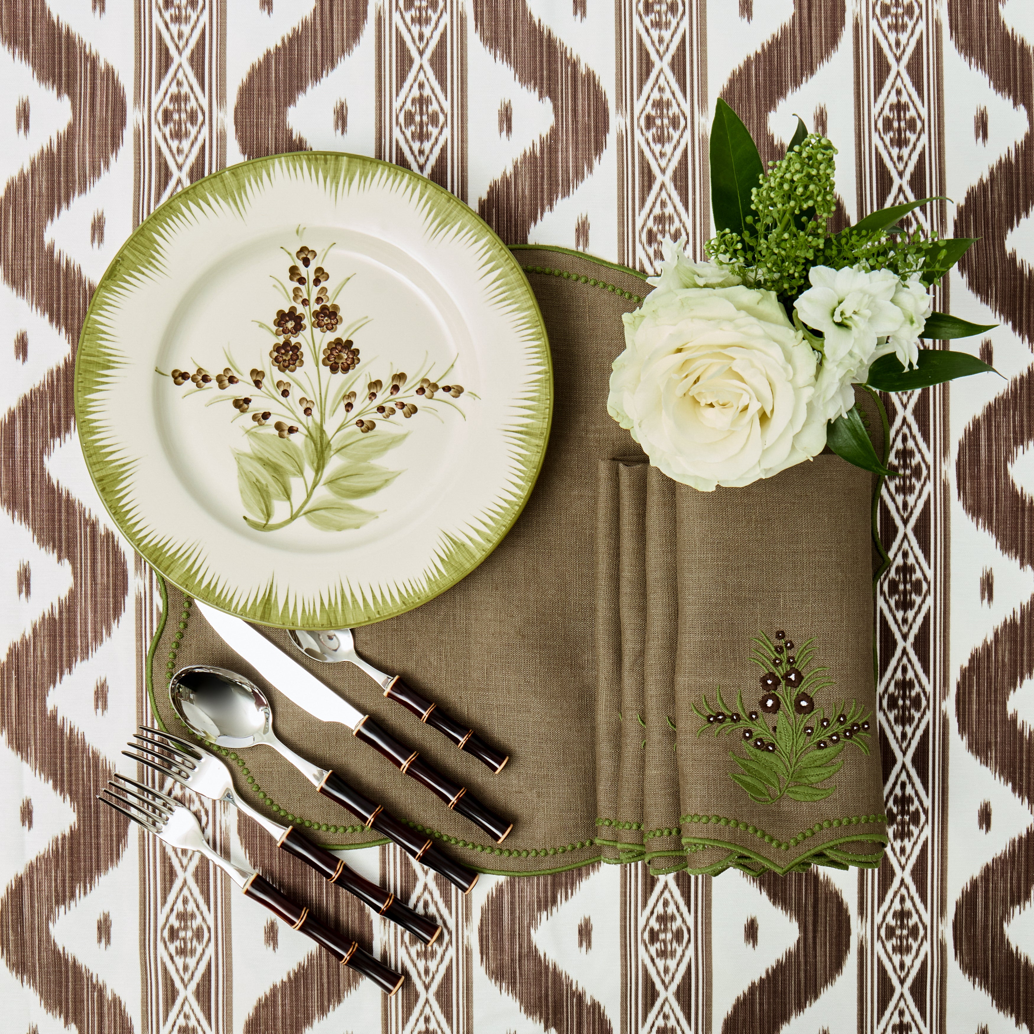 Chocolate Ikat Tablecloth