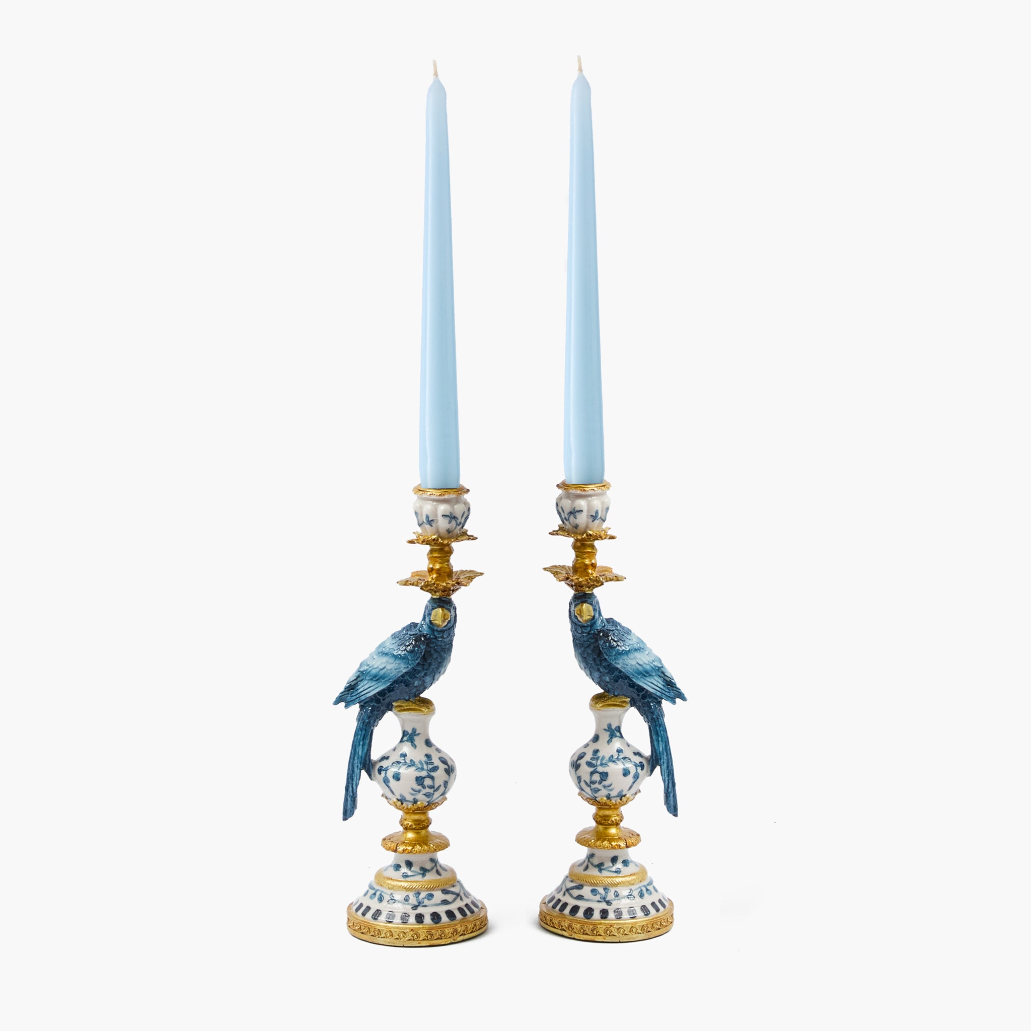 Small Blue Parrot Candle Holder (Pair)