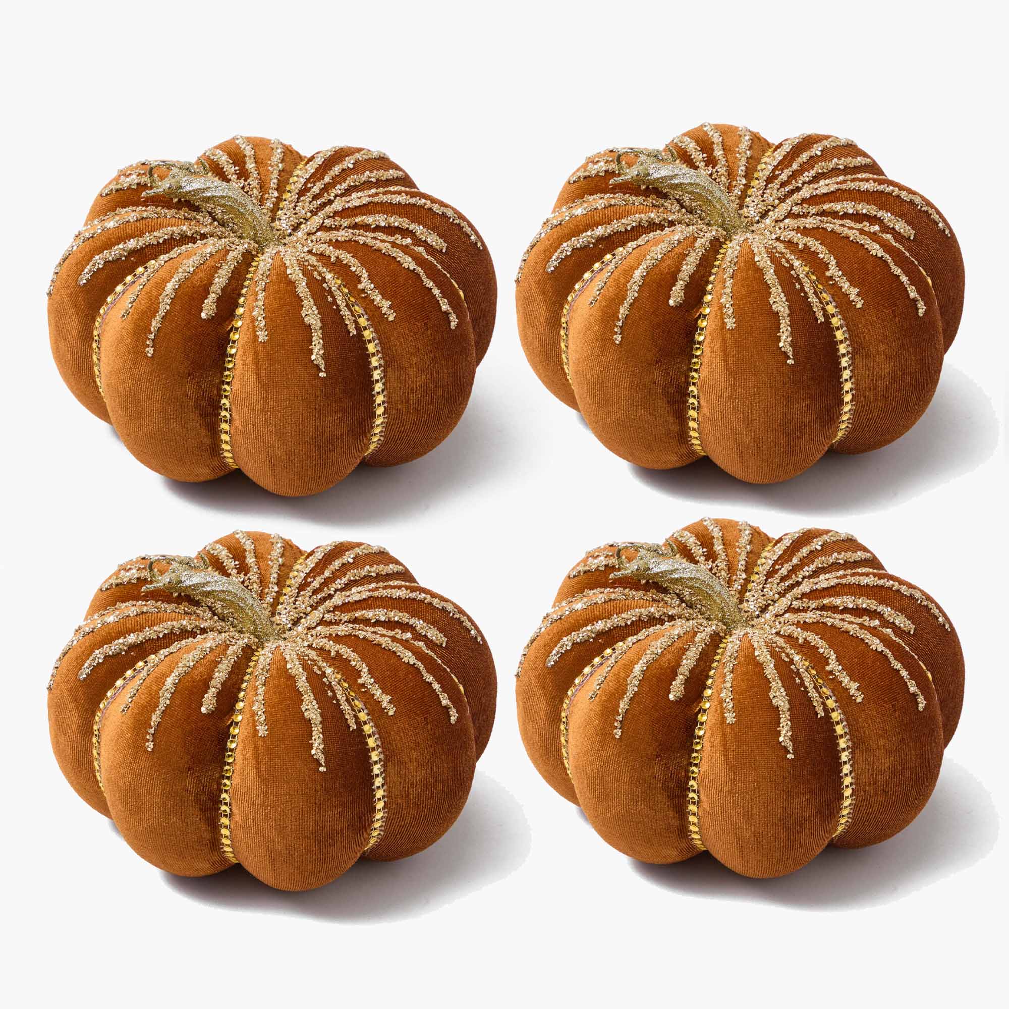 Burnt Caramel Velvet Pumpkins (Set of 4)