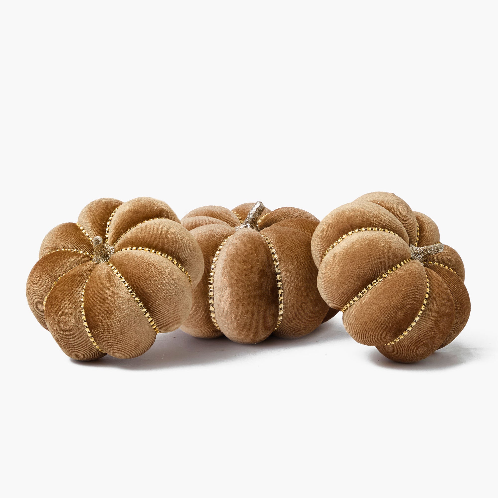 Small Taupe Velvet Pumpkin (Set of 3)