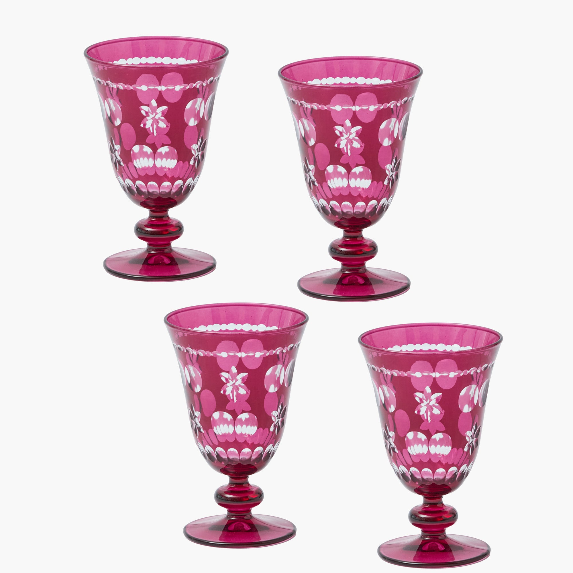 Aubergine Anita Engraved Wine Glasses (Set of 4)