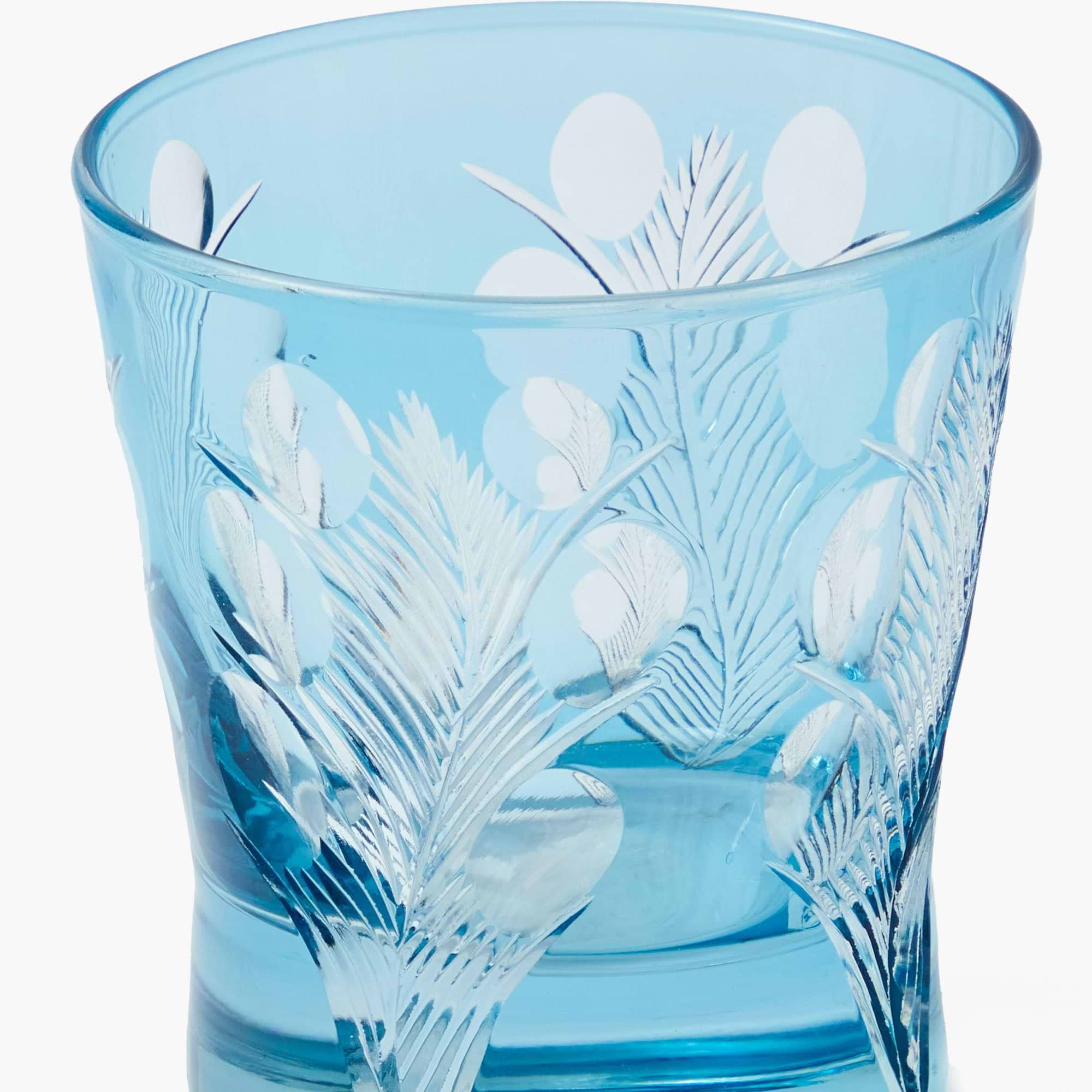 Blue Fern Engraved Glassware (Set of 8)