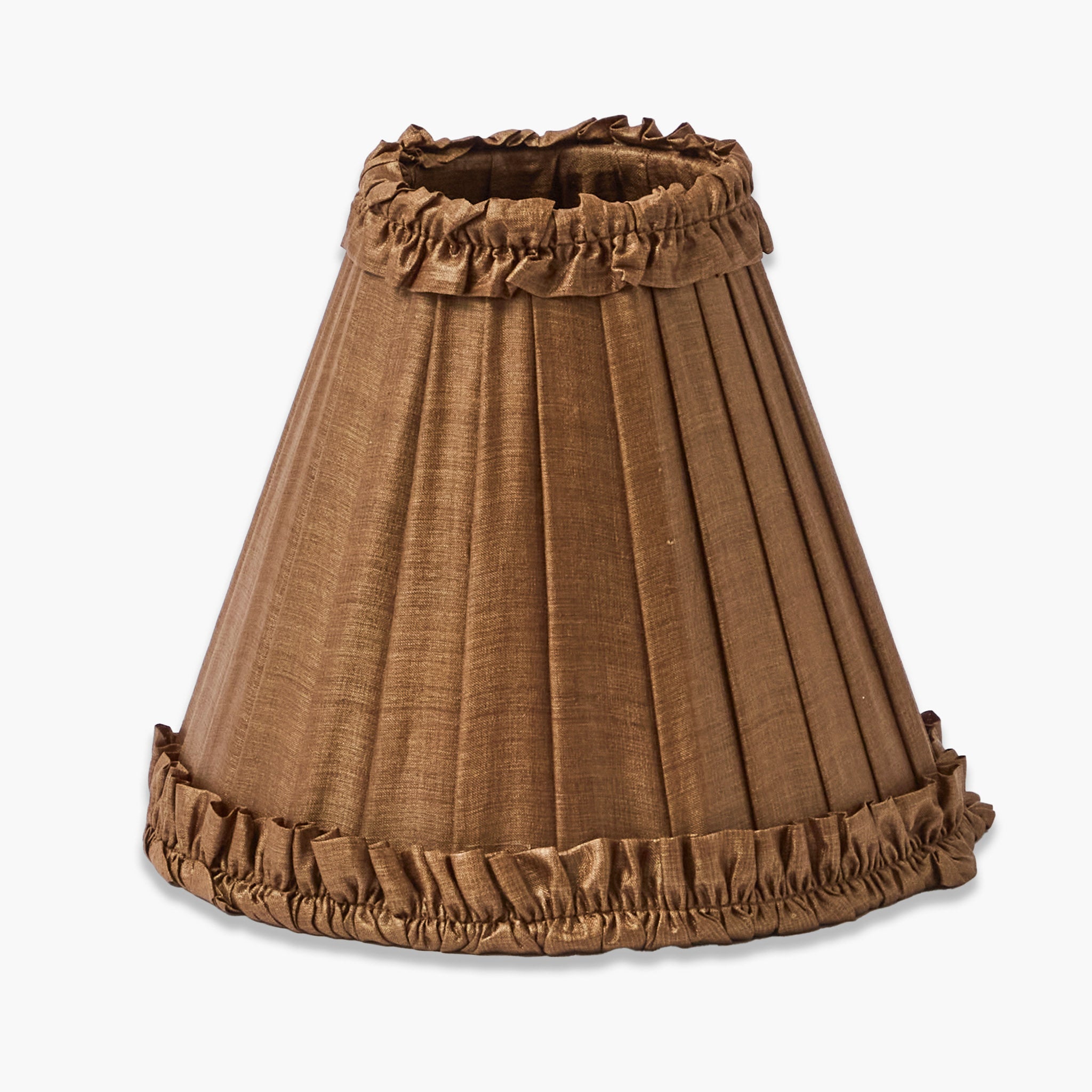 Brown Frilled Silk Lampshade (18cm)