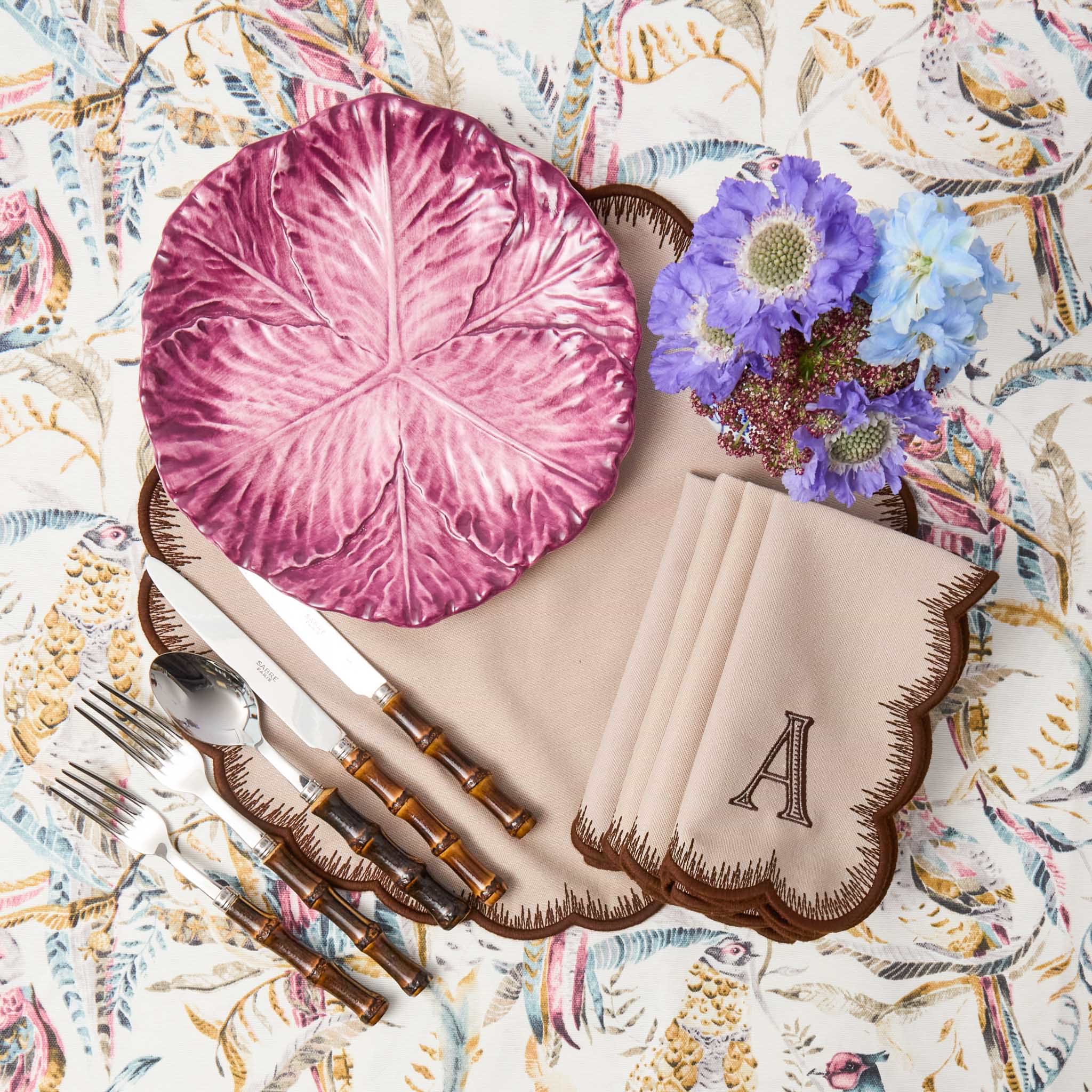 Aubergine Serena Cabbage Dinner Plates (Set of 4)
