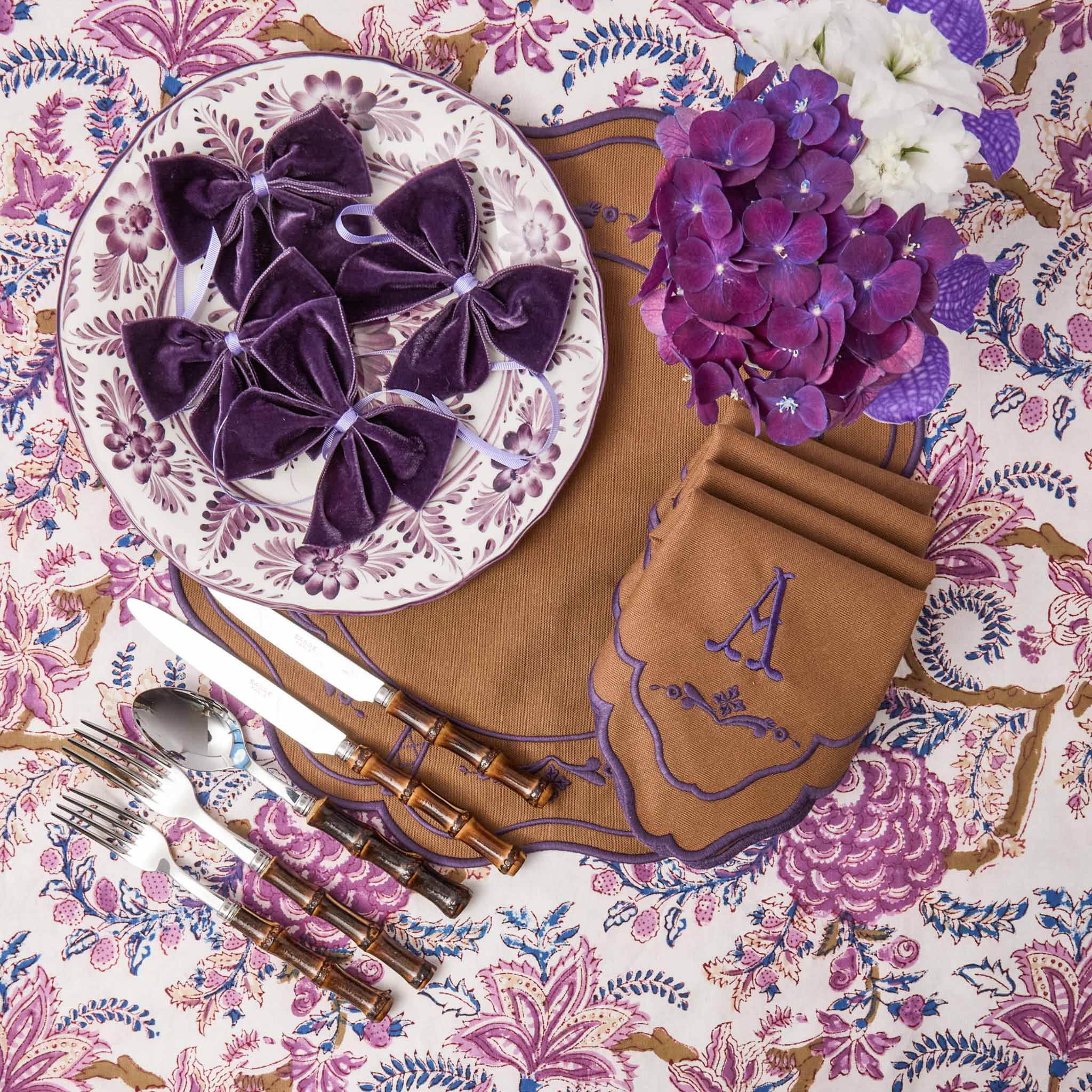 Purple Velvet Napkin Bows (Set of 4)