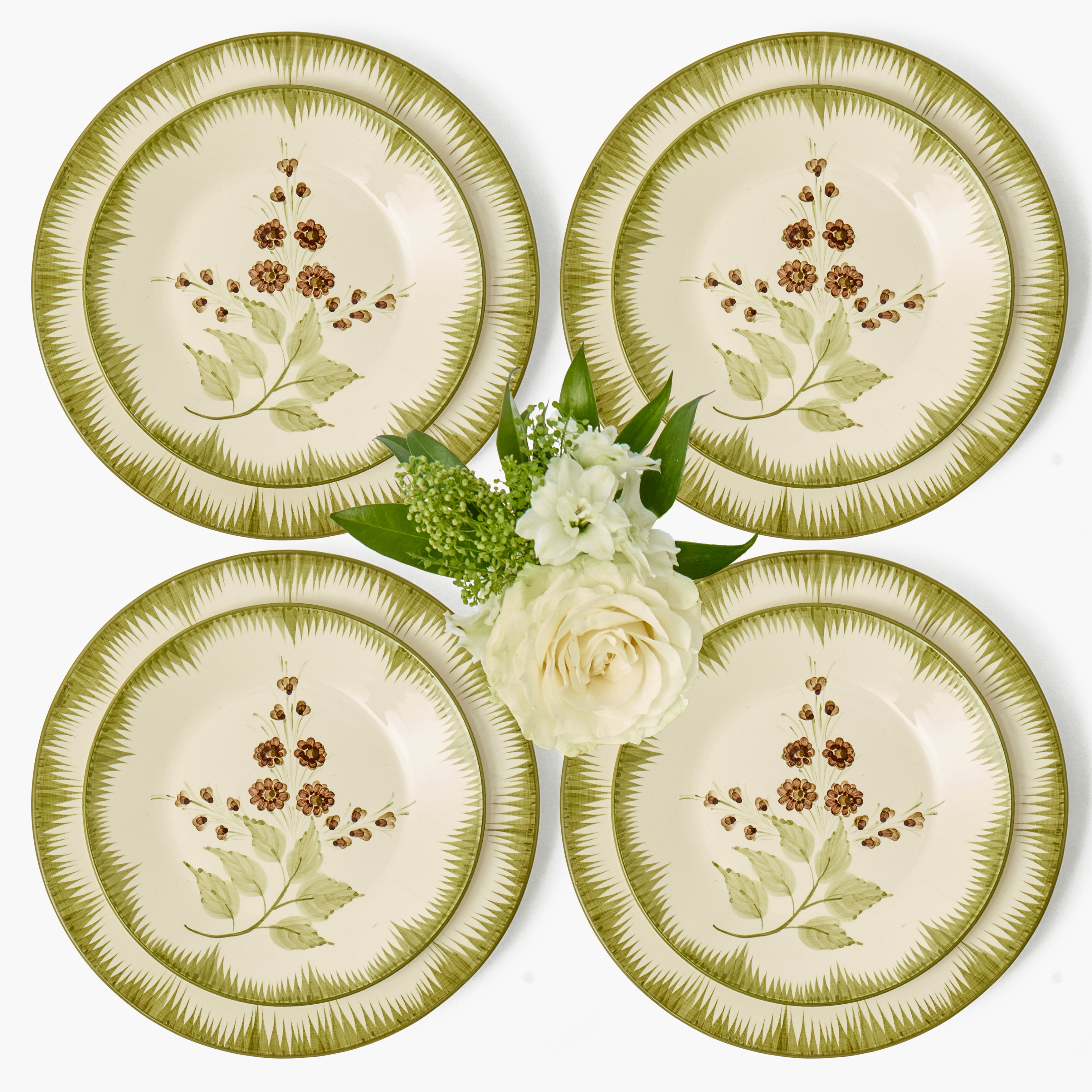 Olive & Chocolate Araminta Dinner & Starter Plates (Set of 8)