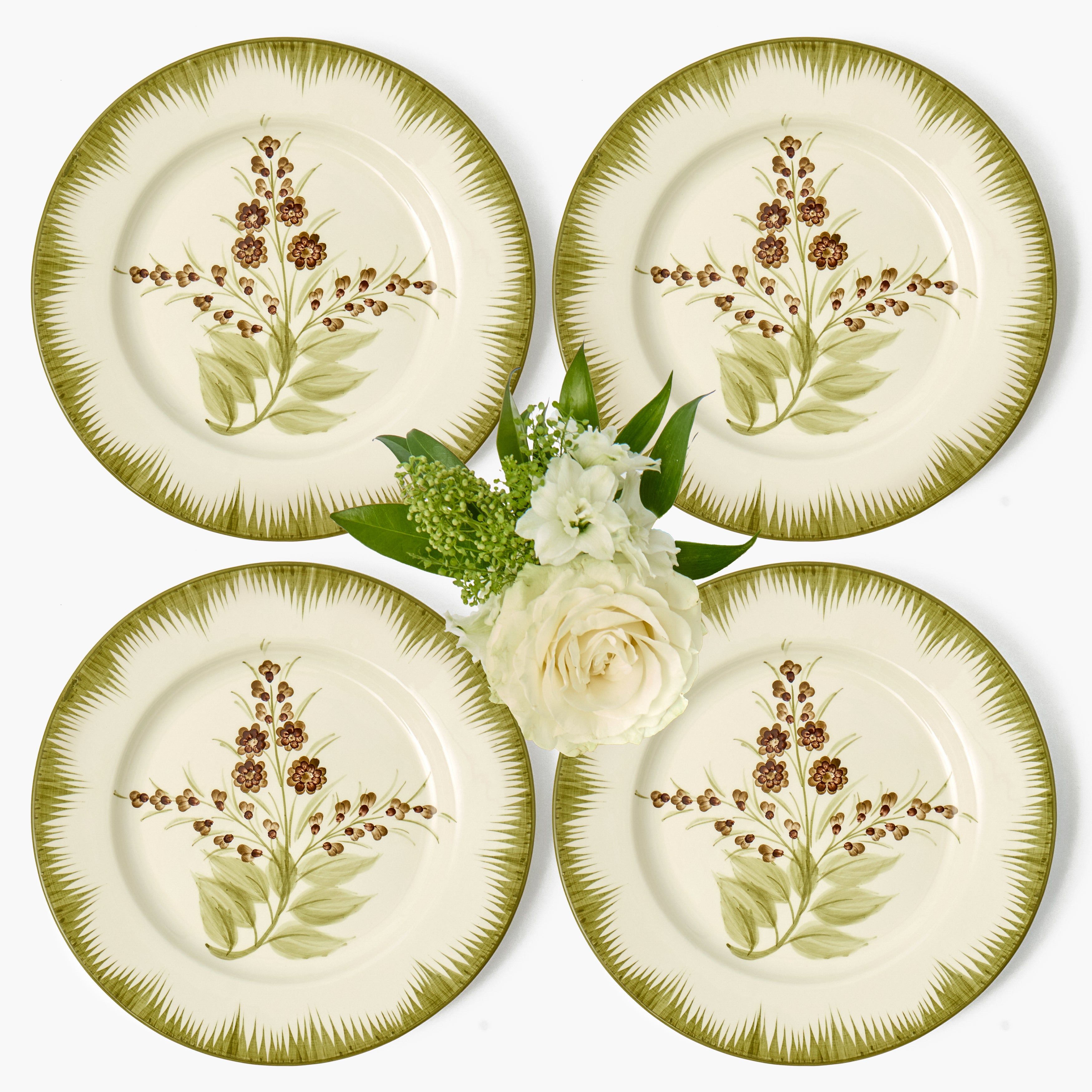 Olive & Chocolate Araminta Dinner Plates (Set of 4)