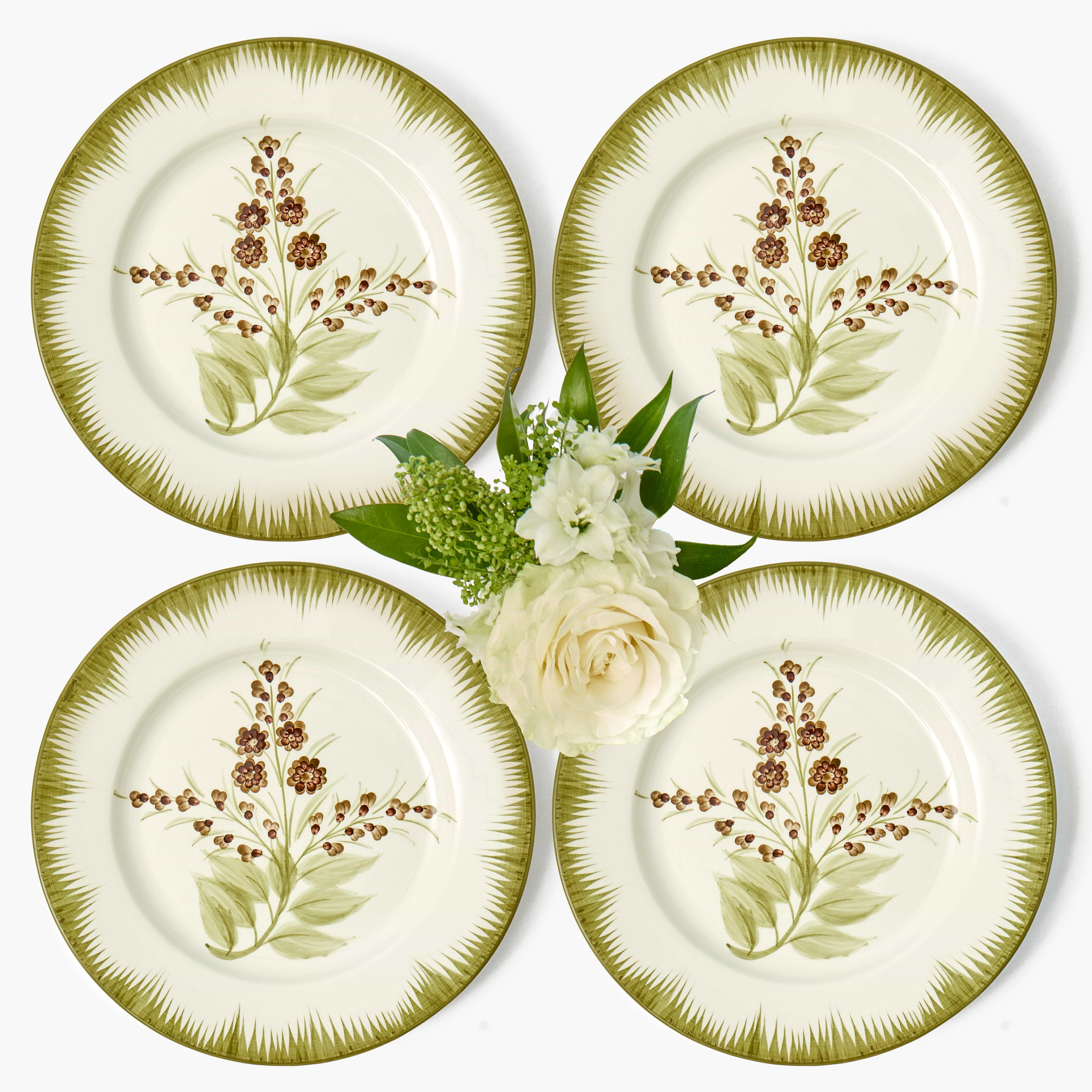 Olive & Chocolate Araminta Dinner Plates (Set of 4)