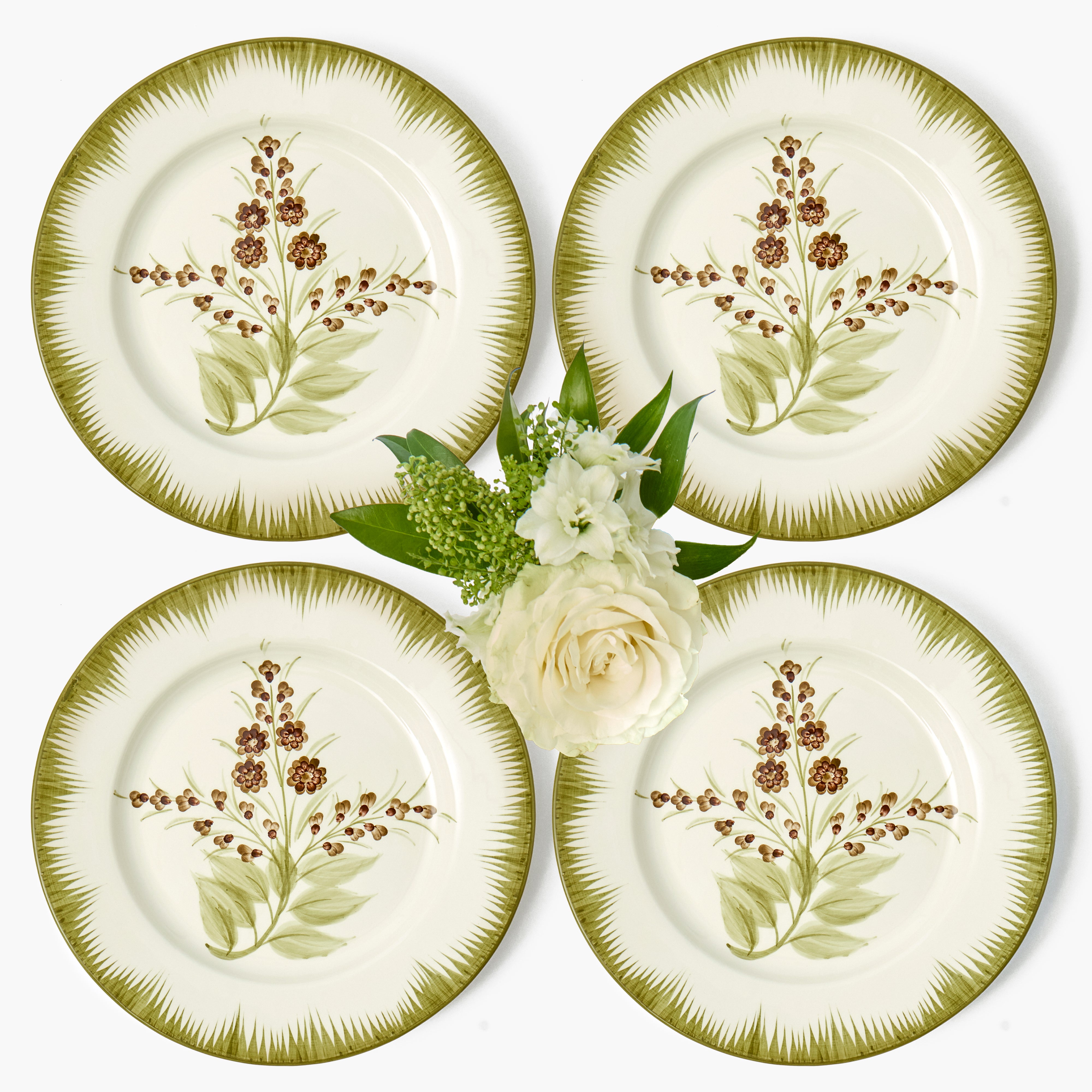 Olive & Chocolate Araminta Dinner Plates (Set of 4)