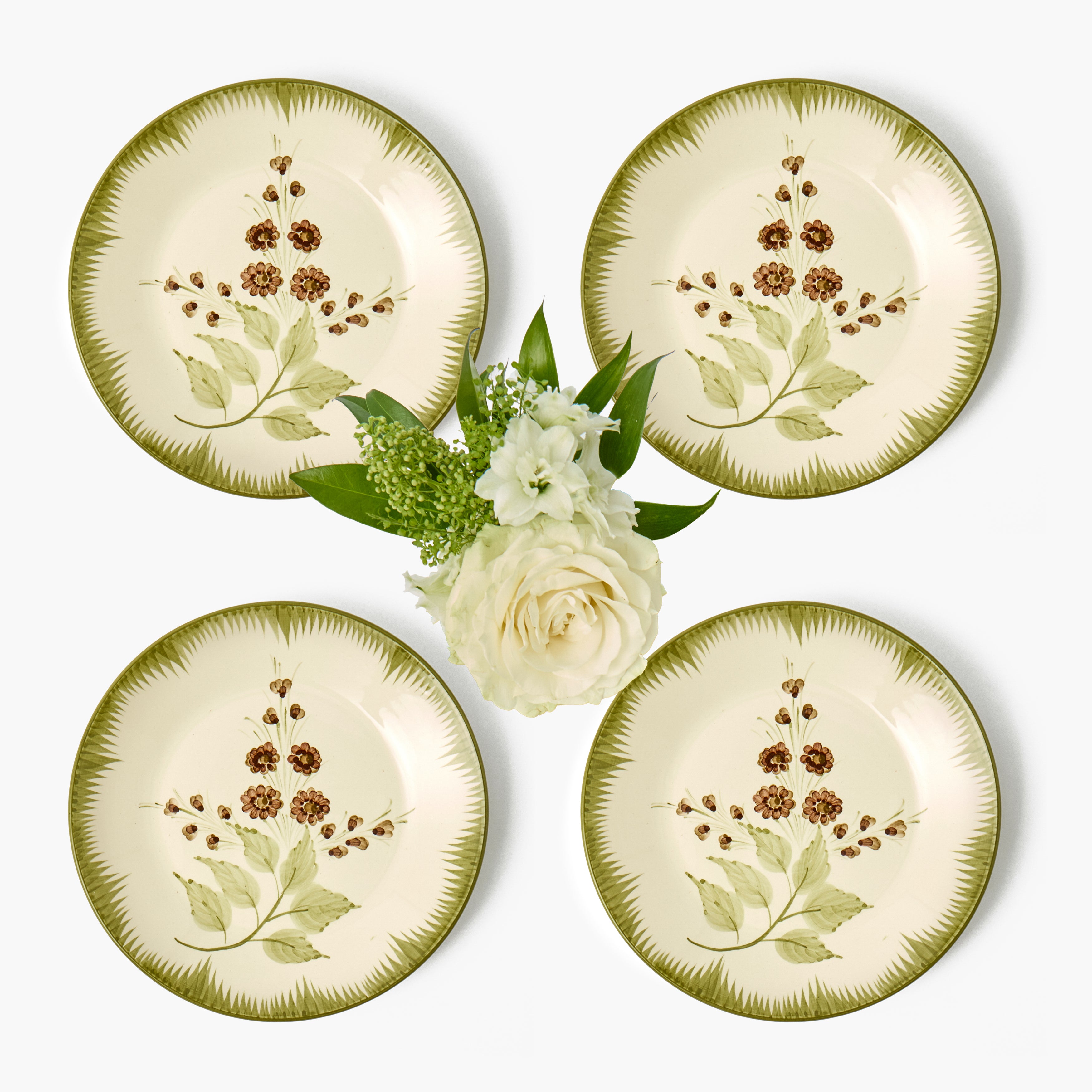 Olive & Chocolate Araminta Starter Plates (Set of 4)