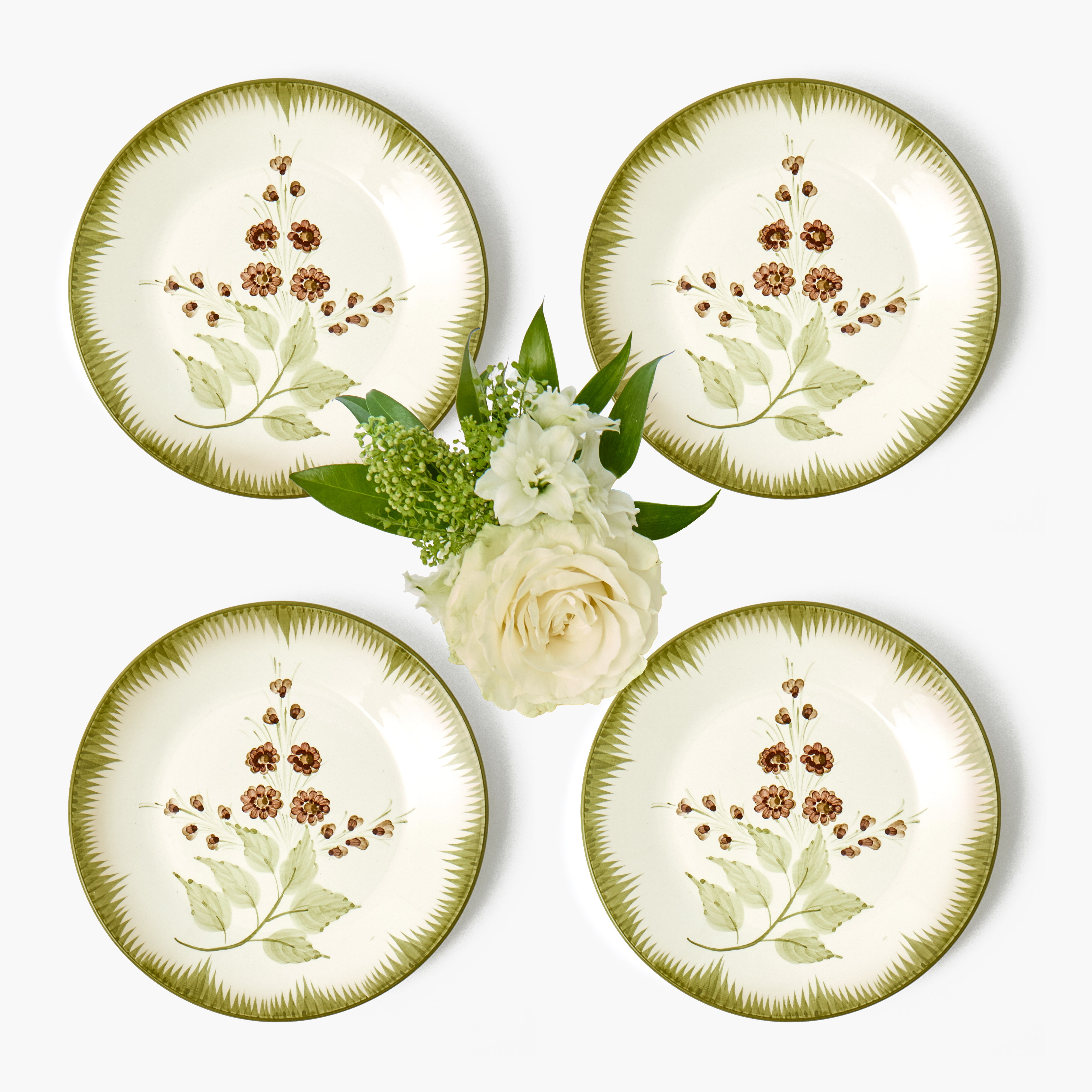 Olive & Chocolate Araminta Starter Plates (Set of 4)