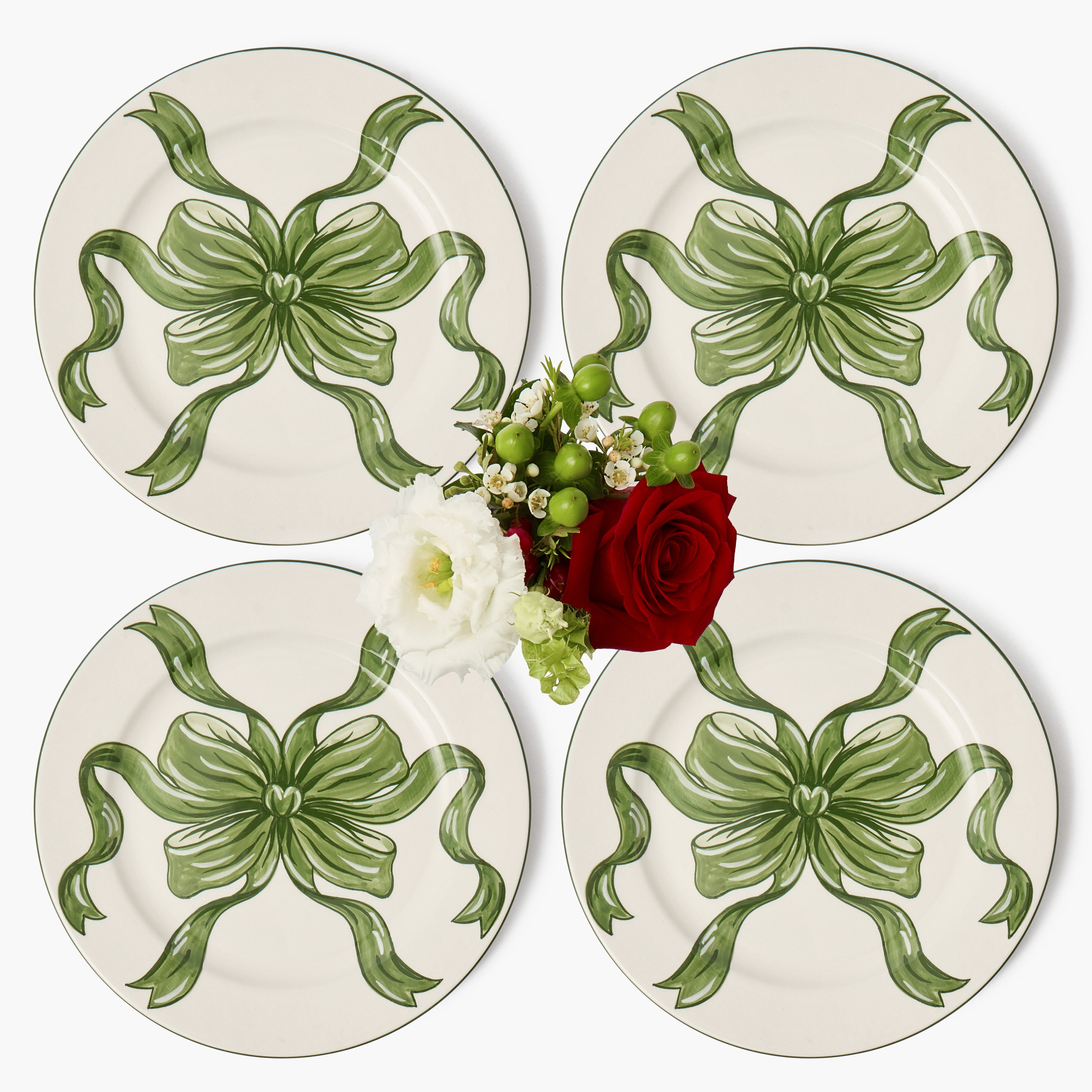 Green Audrey Bow Dinner Plates (Set of 4)